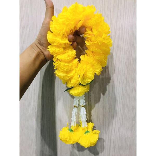 Hang Phuang Malai Artificial Thai Marigold Flower Fabric Mini Round Garland Gift