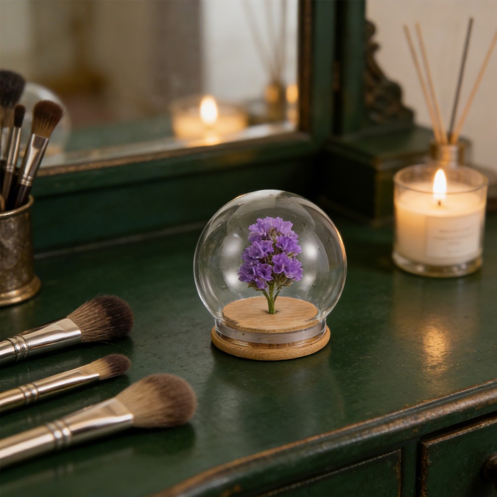 2Pcs Transparent Glass Display Dome Cloche with Base for Decorative Use