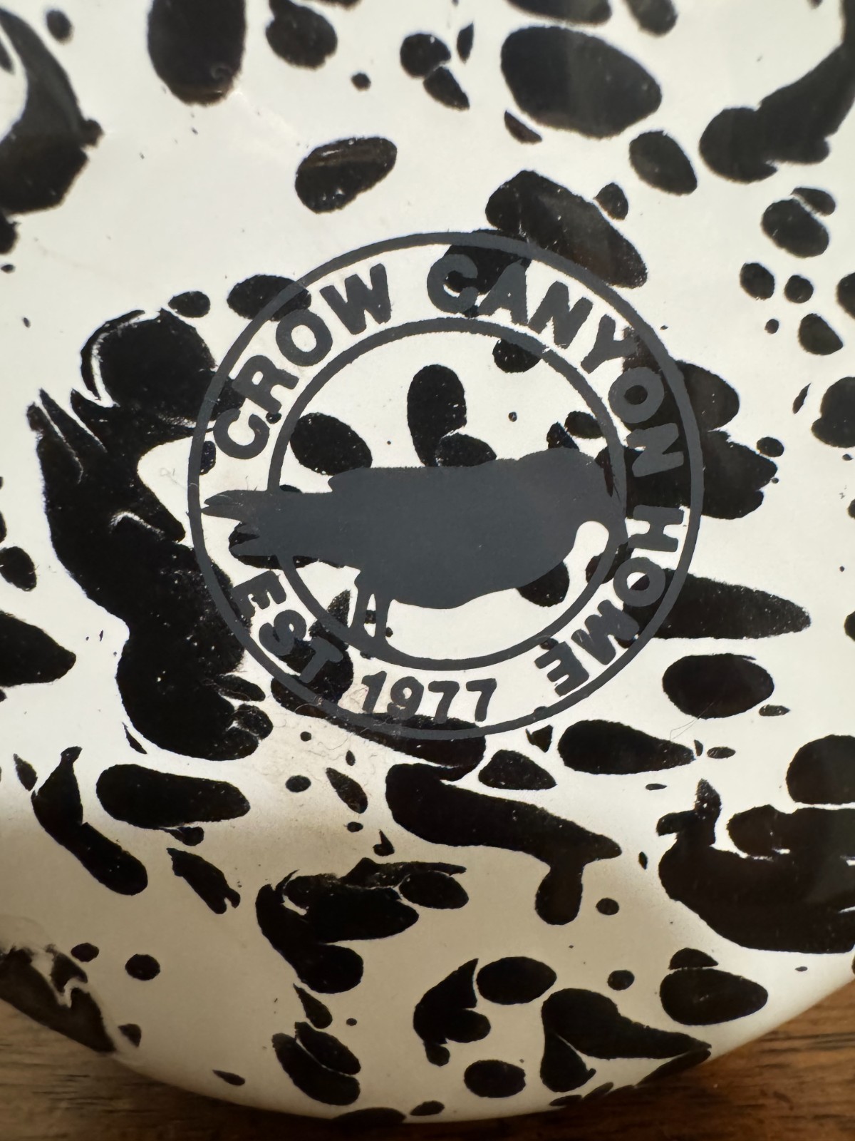 Crow Canyon Black White Splatterware Enamel Mug Planter Pencil Holder Rustic