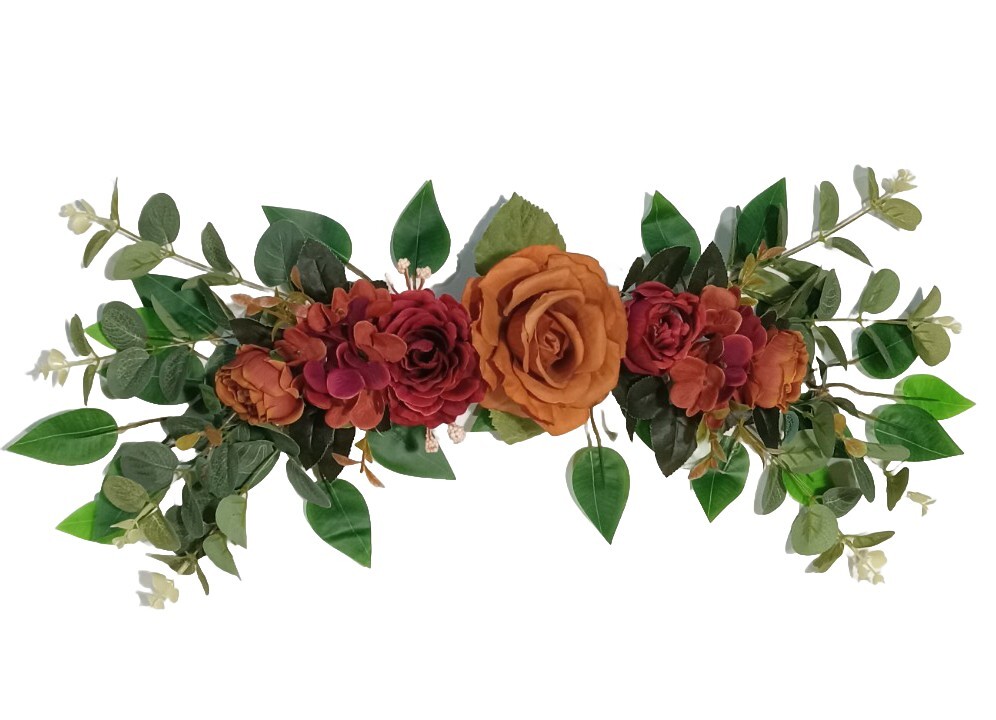 Brown Rose & Hydrangea 24″ Wall Door Silk Flower Arrangement Home Decor ES096