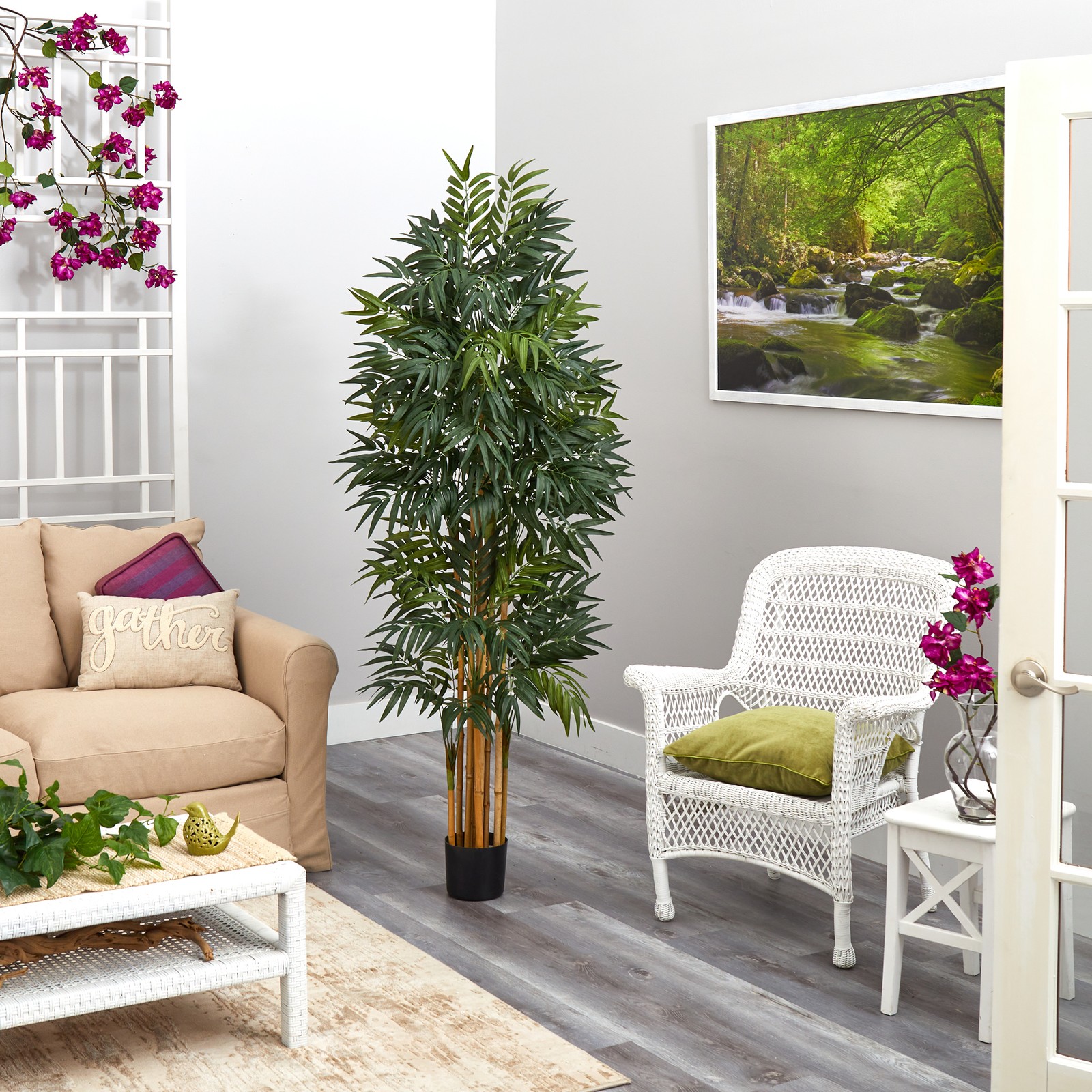 Nearly Natural 5.5ft Phoenix Artificial Palm tree with Natural Trunk in Green