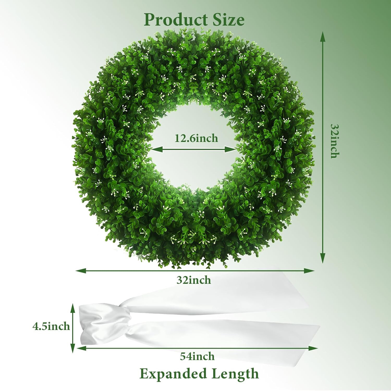 32” UV Resistant Boxwood Wreath with 310 Leaves & 140 Flower Buds for Spring De