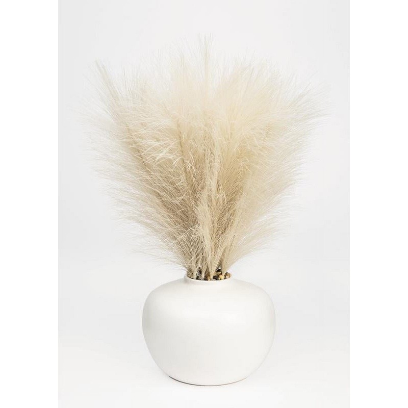 14in Artificial Pampas Grass Silk Plant in White Vase Indoor Décor Centerpiece