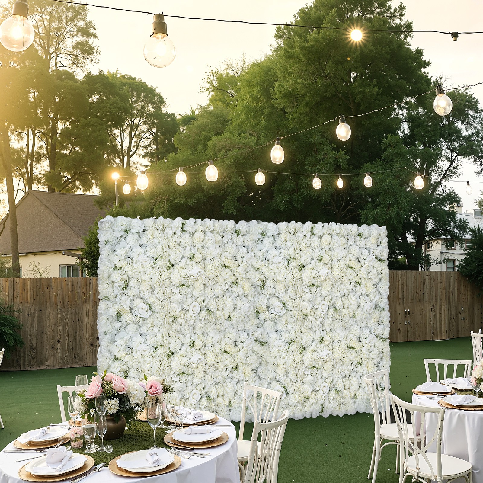 VEVOR 3D Flower Wall Panel 24PCS 15×15 in Artificial Floral Background Wedding