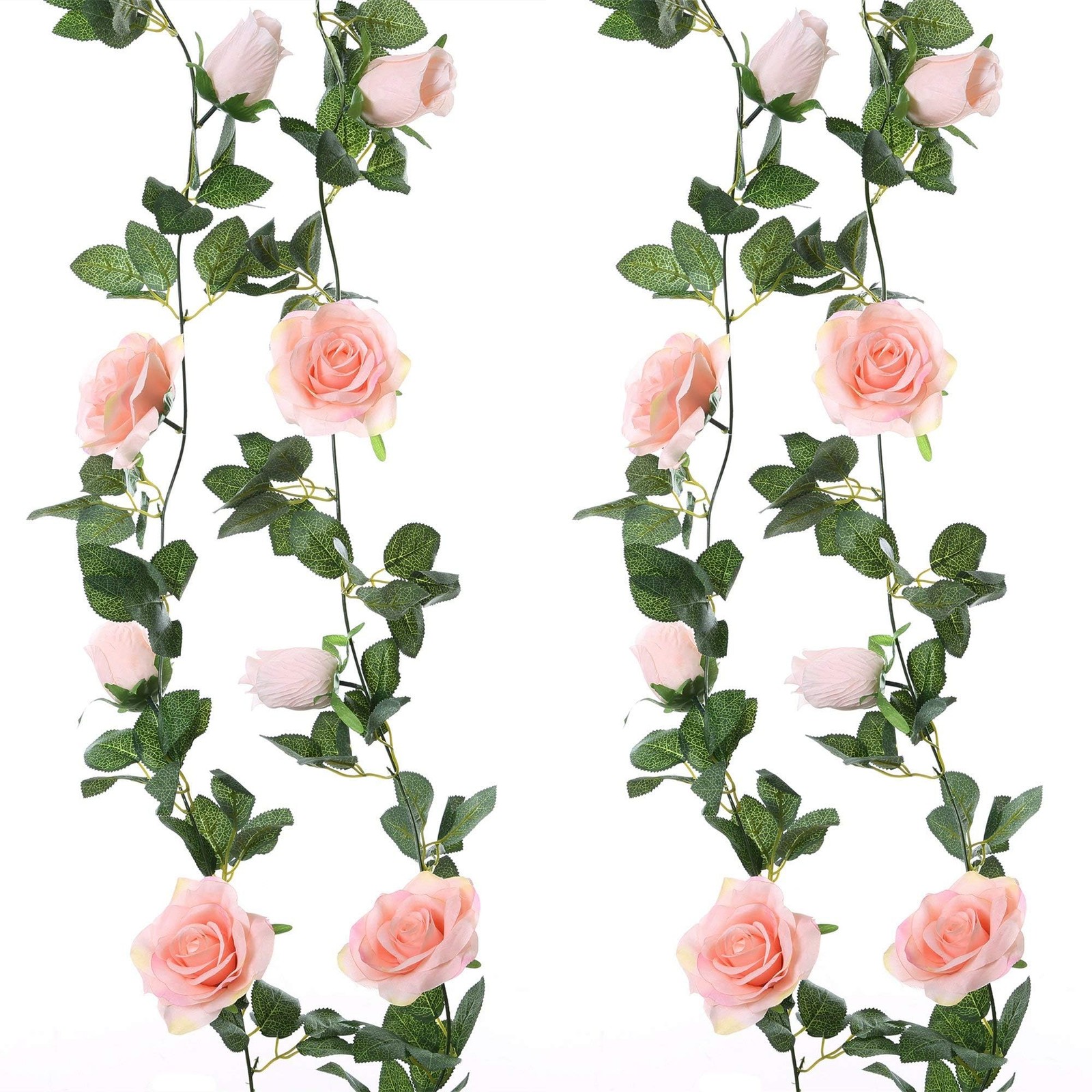 2 Pack Pink Artificial Flower Garland, Each 6.5FT Fake Rose Vines, Hanging Fl…