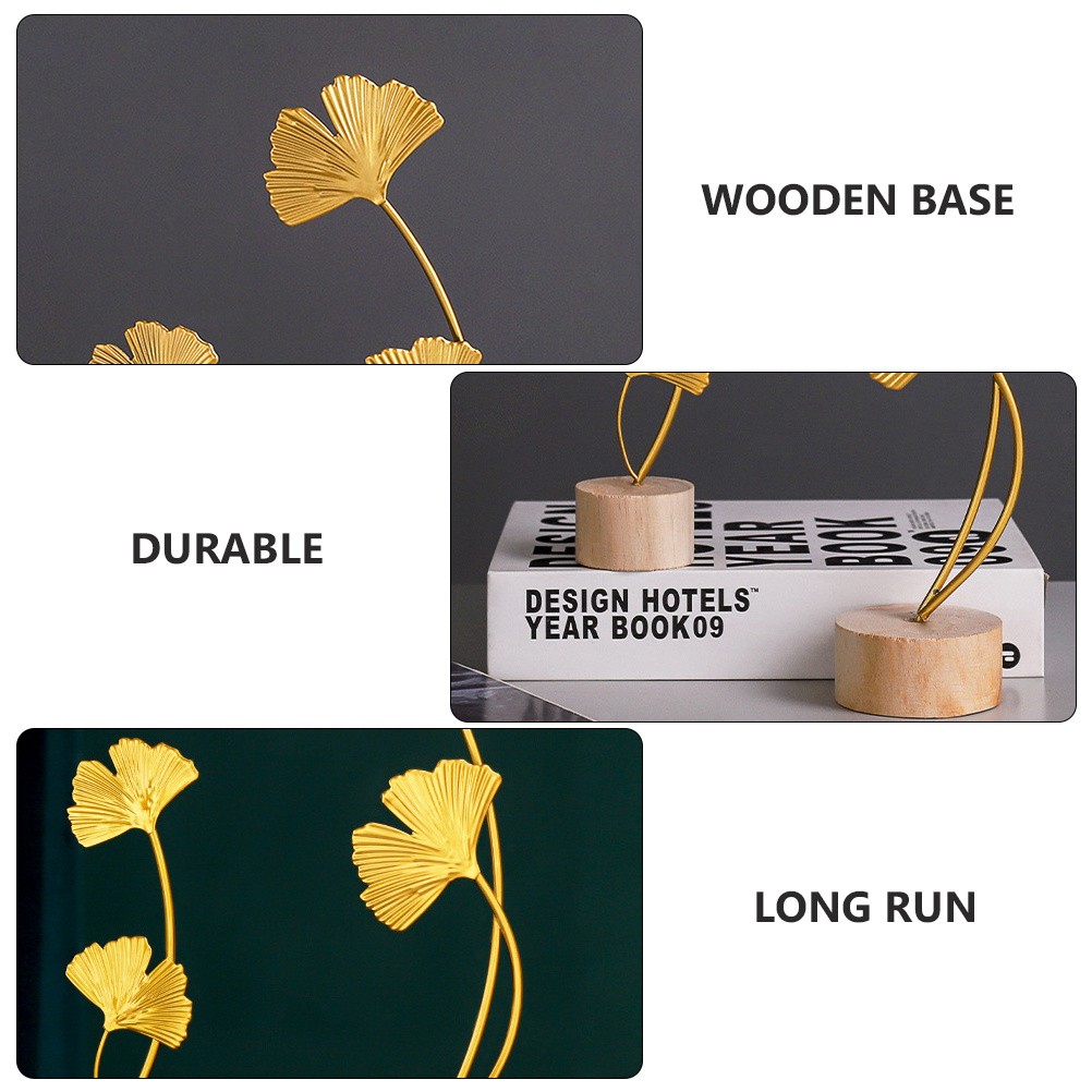 Elegant Ginkgo Leaf Decoration Metal for Desktop 1Pcs 11×2.7in