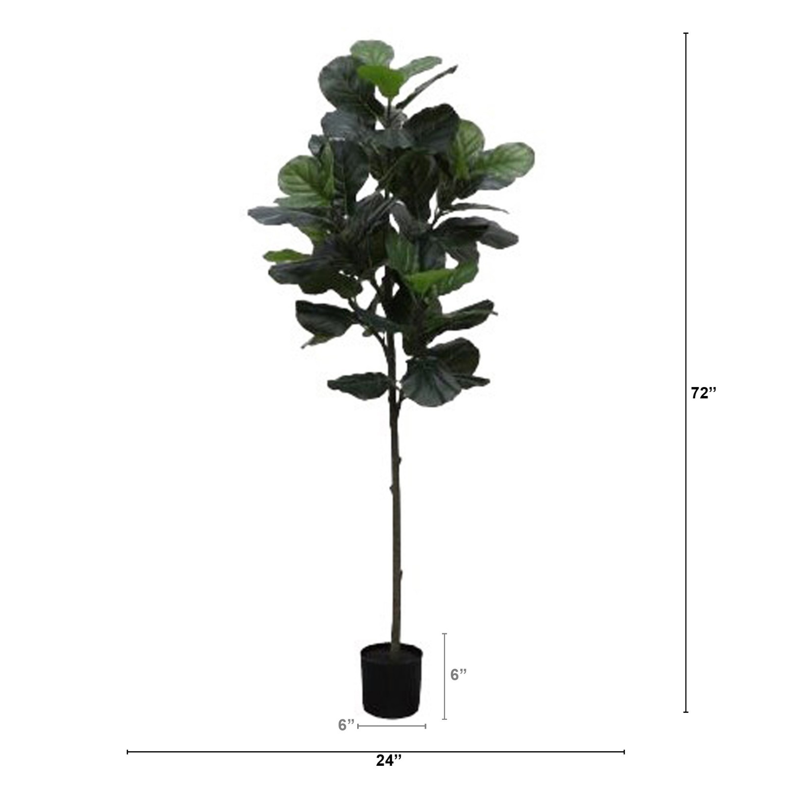 70″ Artificial Indoor Fiddle Leaf Fig Tree in Black Pot