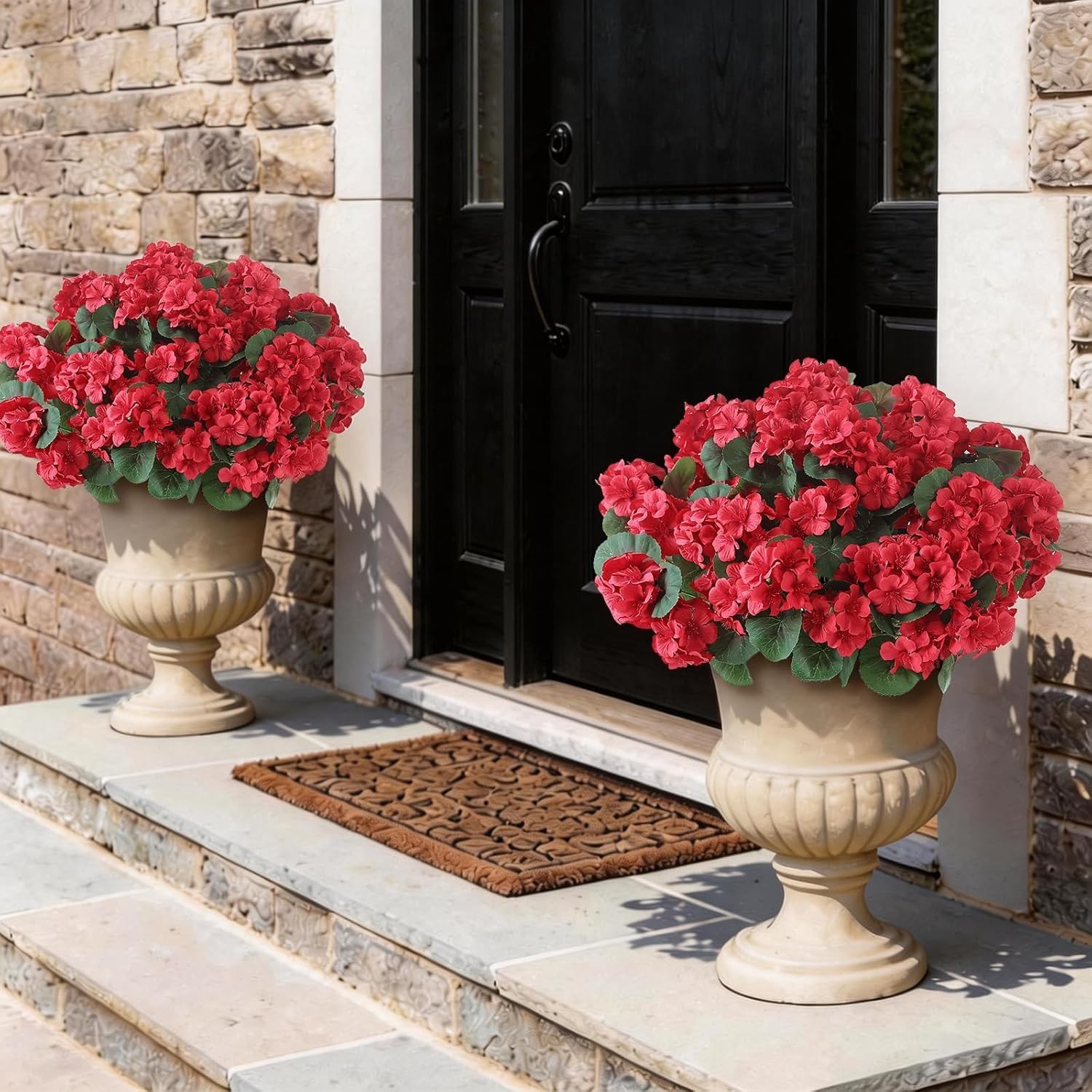 24 Bundles of UV-Resistant Artificial Geranium Flowers for Elegant Decor