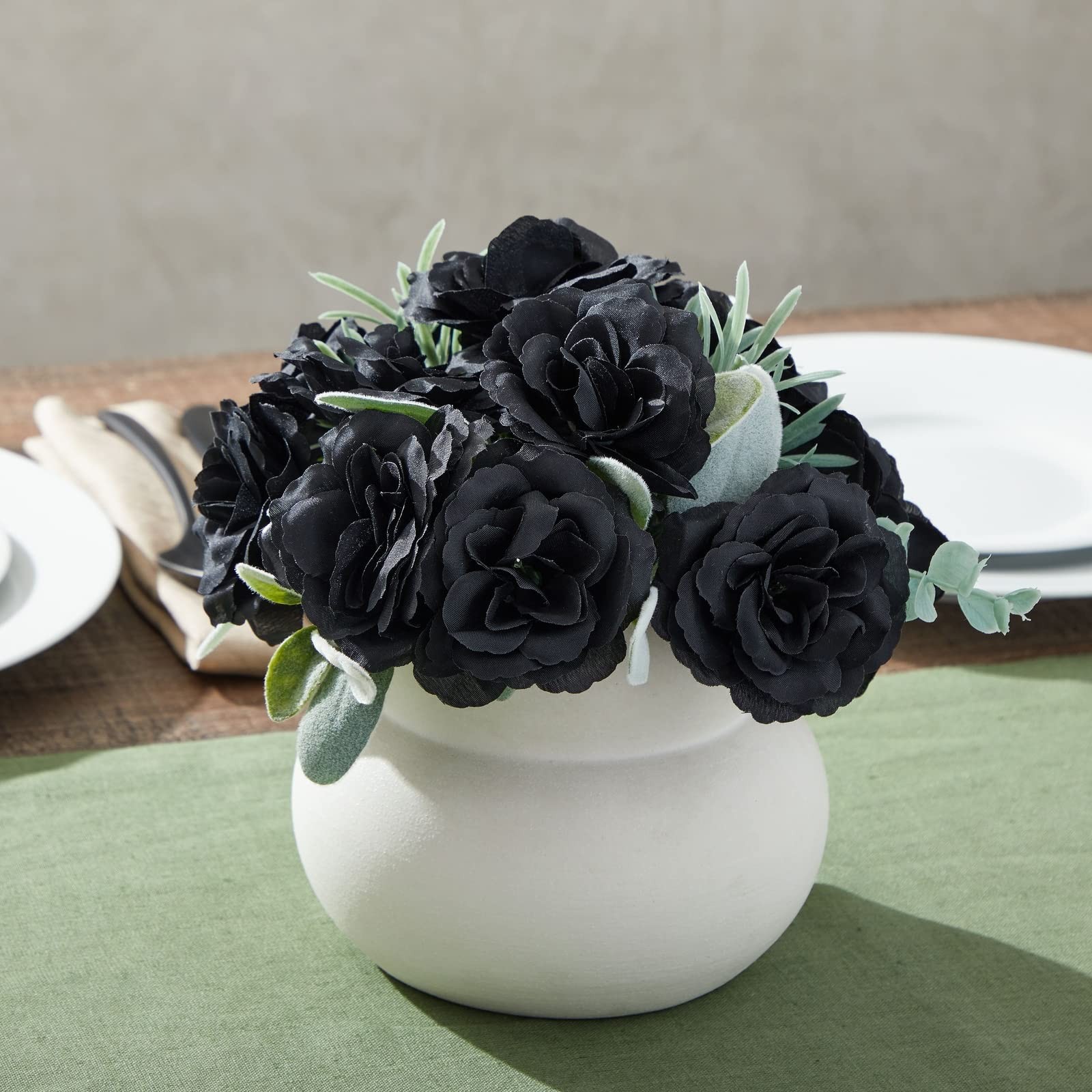 Black Artificial Roses Bulk – 3-Inch Stemless Foam Roses 50 Pack for Crafts &…