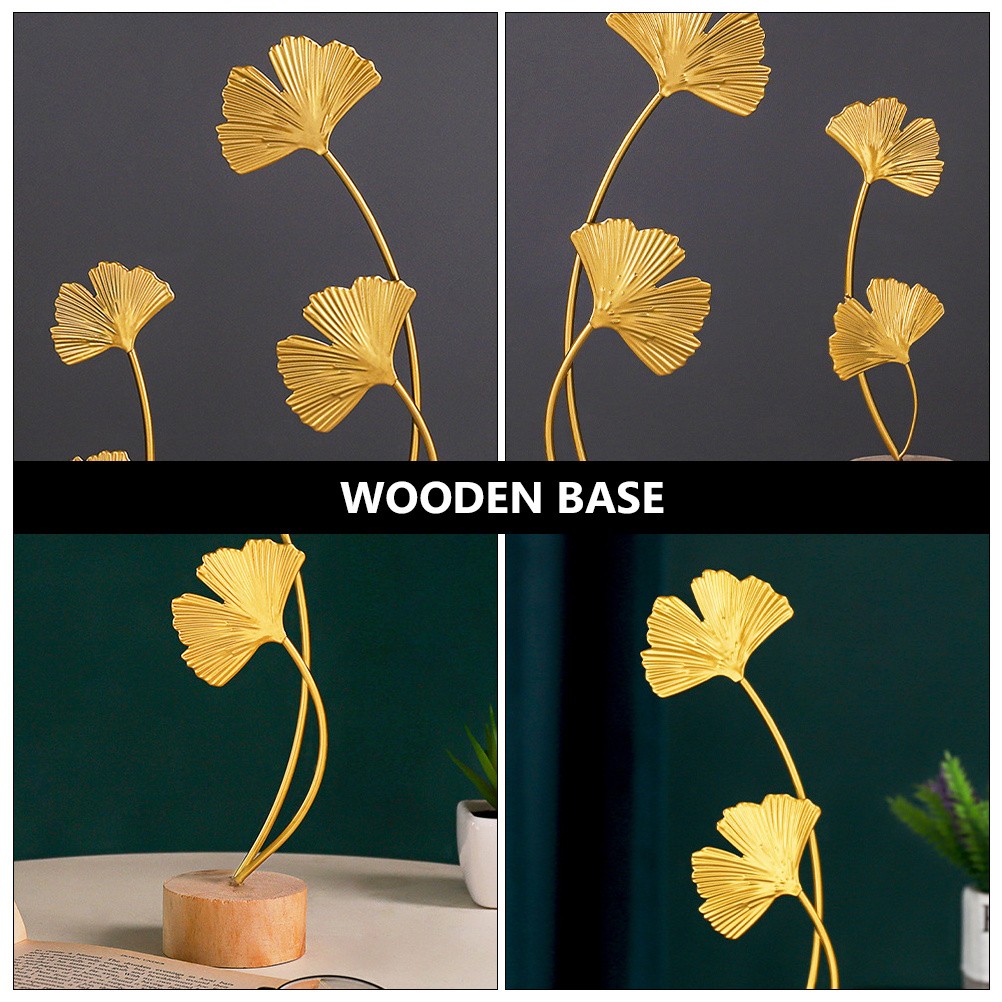 Elegant Ginkgo Leaf Decoration Metal for Desktop 1Pcs 11×2.7in
