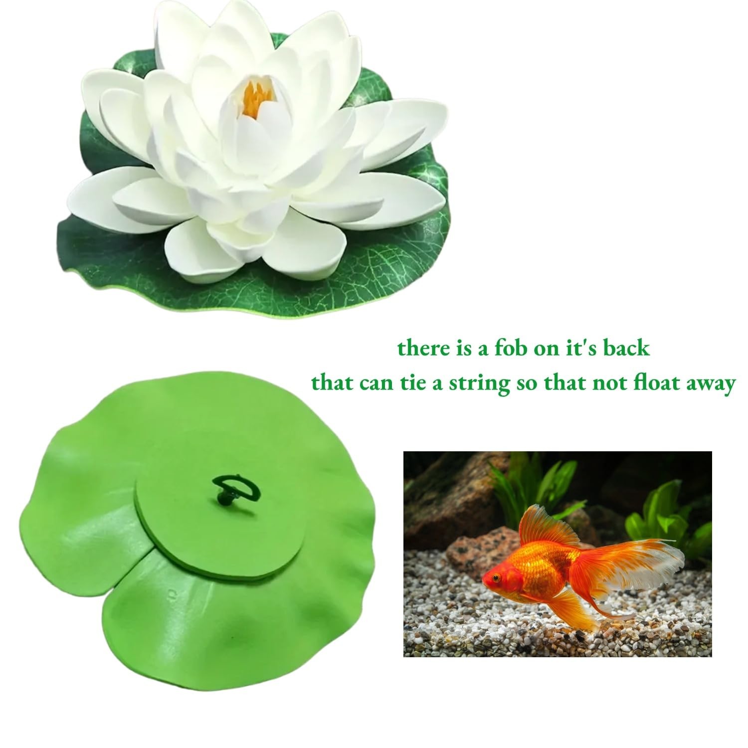 5PCS Floating Lily Pads for Ponds Artificial Foam Lotus Flower with Water Lil…