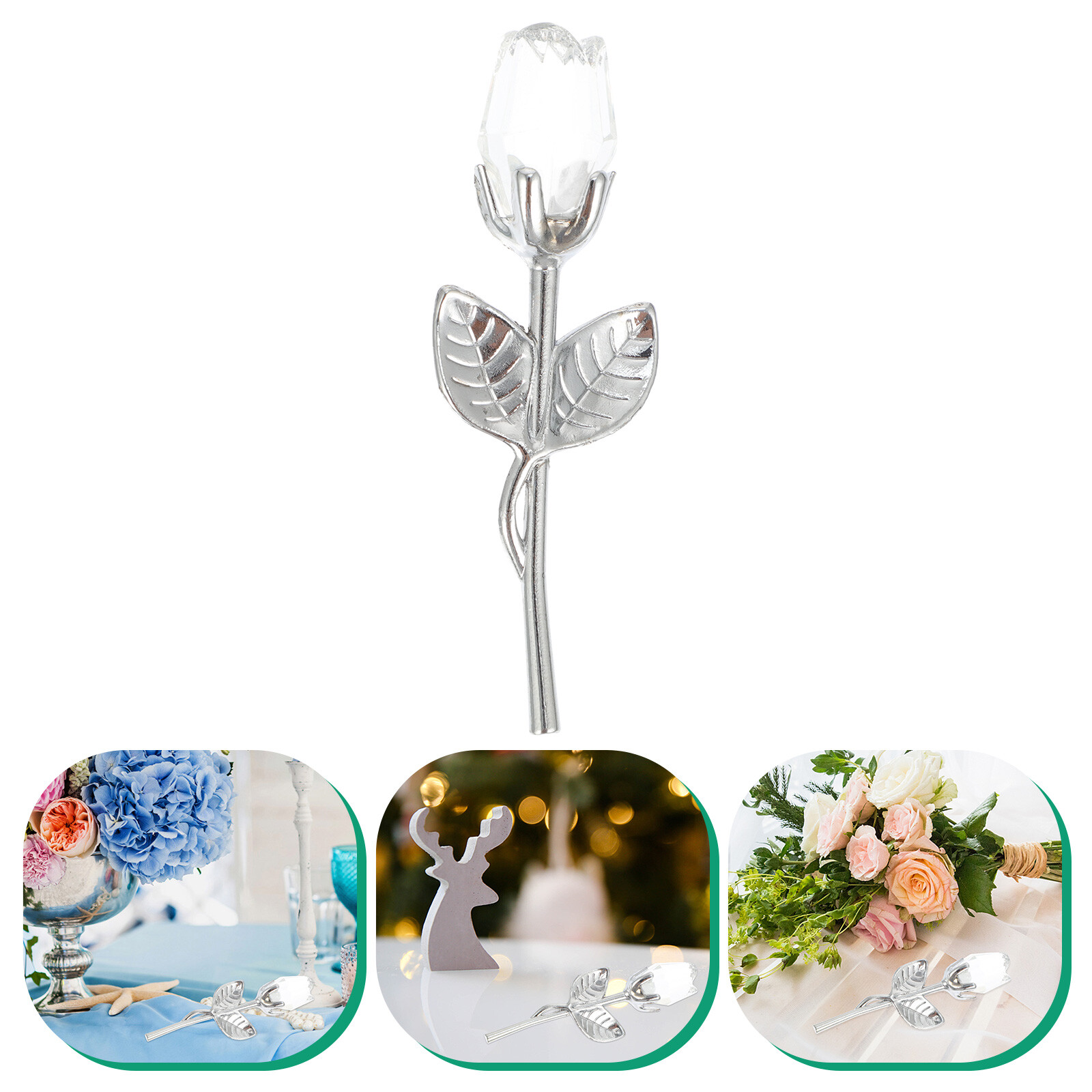 Miniature Rose Figurine Paperweight Figurine Hand Blown Adornment Wedding