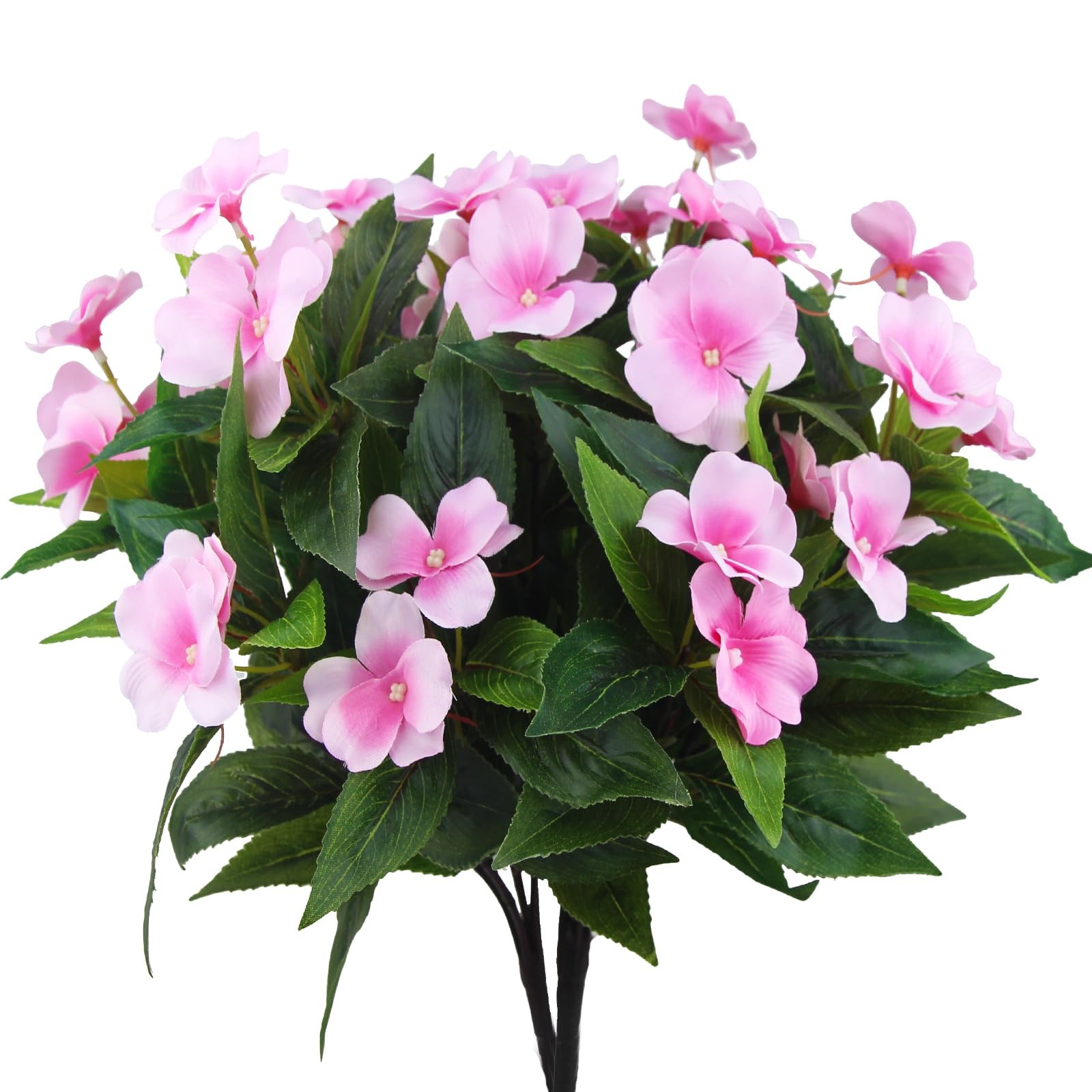 Faux Impatiens Bouquet, Pink Silk Flowers, Patio Hanging Basket Decor