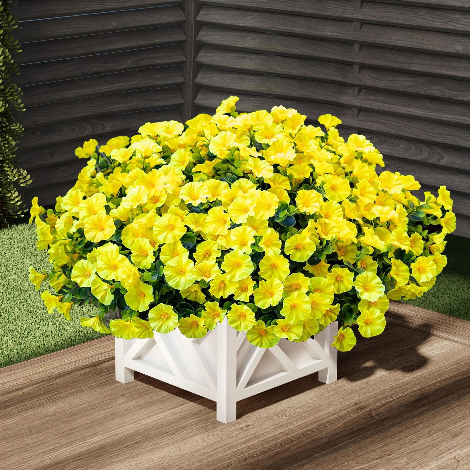 Artificial Outdoor Flowers 16 Bundles Fake Morning Glory Flower Outdoor UV Re…
