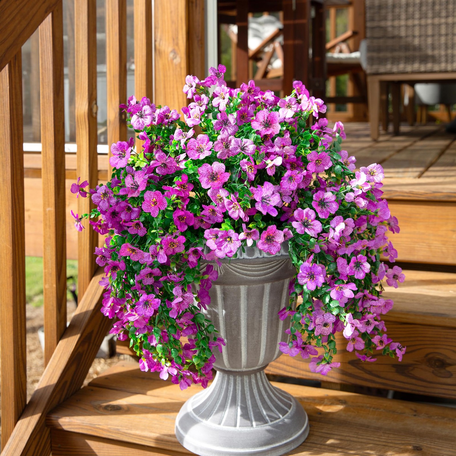 Artificial Faux Hanging Flowers Plants for Outdoor Decor, 2 PCS Outside Fake …