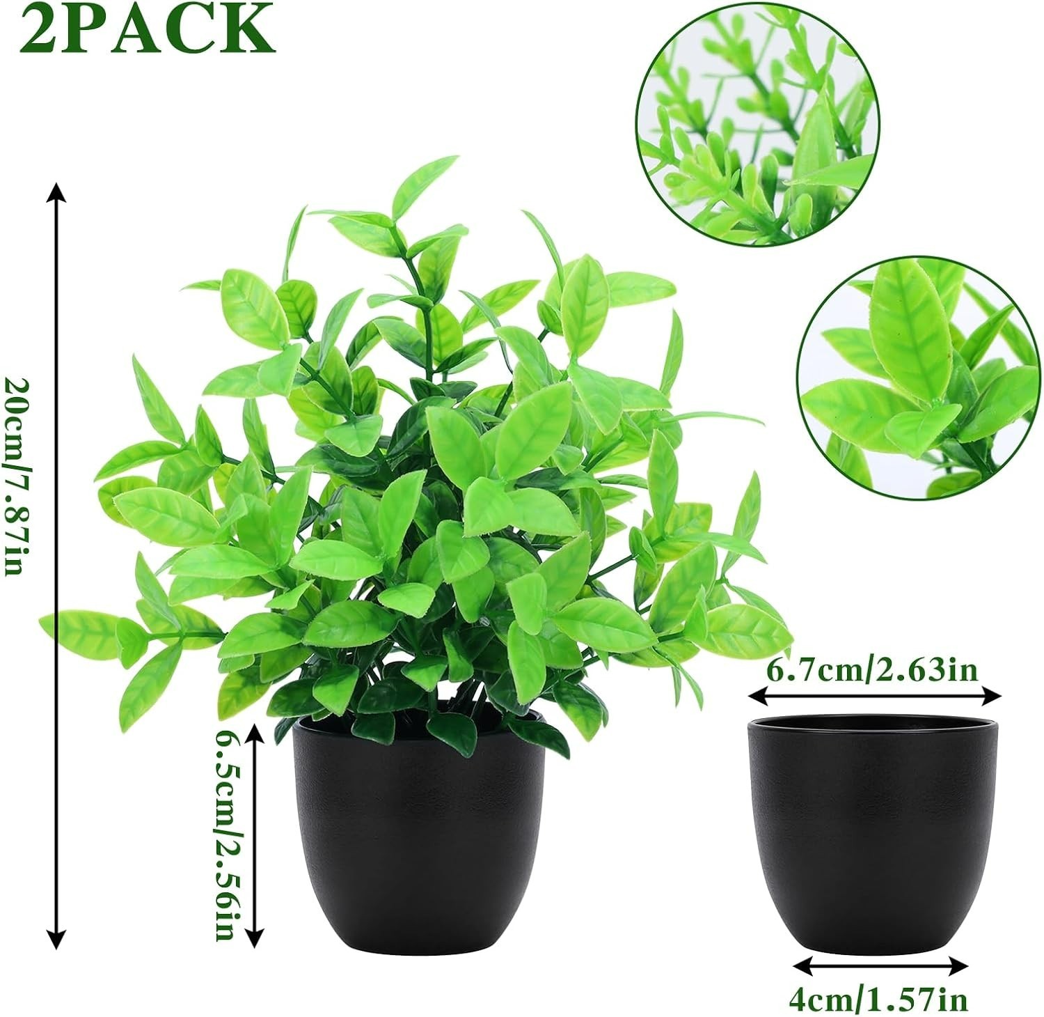 Vibrant Faux Greenery Set – 2 Decorative Potted Plants for Any Indoor Space