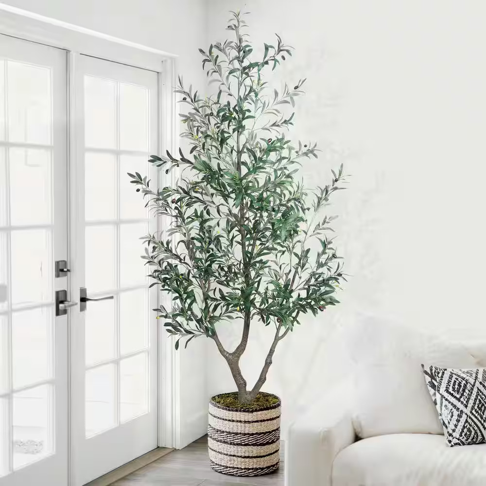 7 Ft. Artificial Olive Tree Faux Olive Silk Tree Faux Plant in Pot for Indoor…