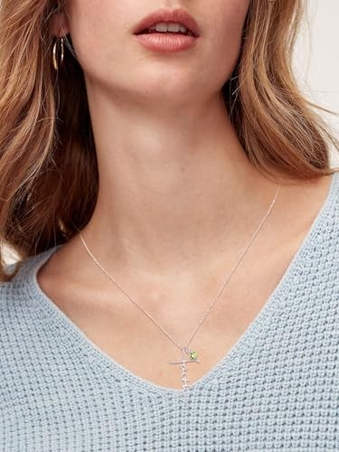 Cross Faith Necklace for women White Gold/14K Gold/Rose W 08-Aug Birthstone