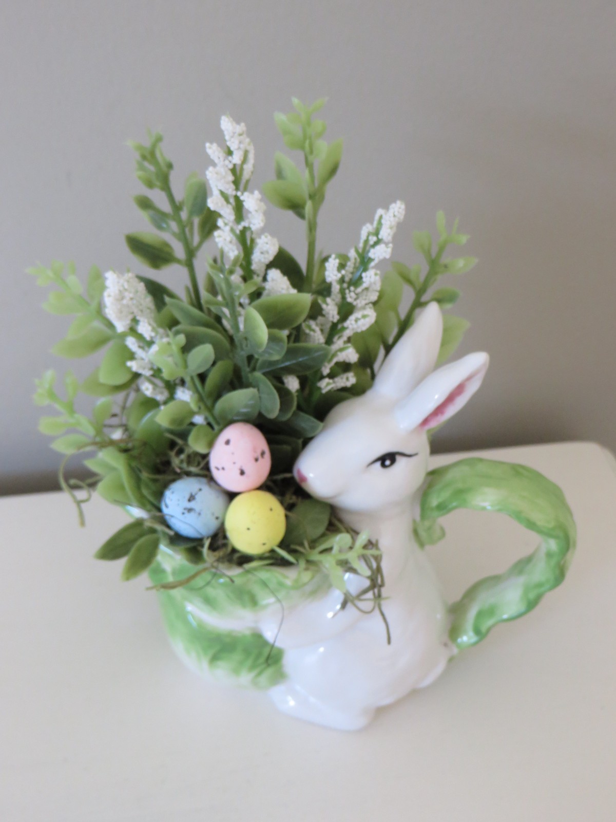 Easter Floral Arrangement in Small Decorative Ceramic Creamer – Home Decor #621
