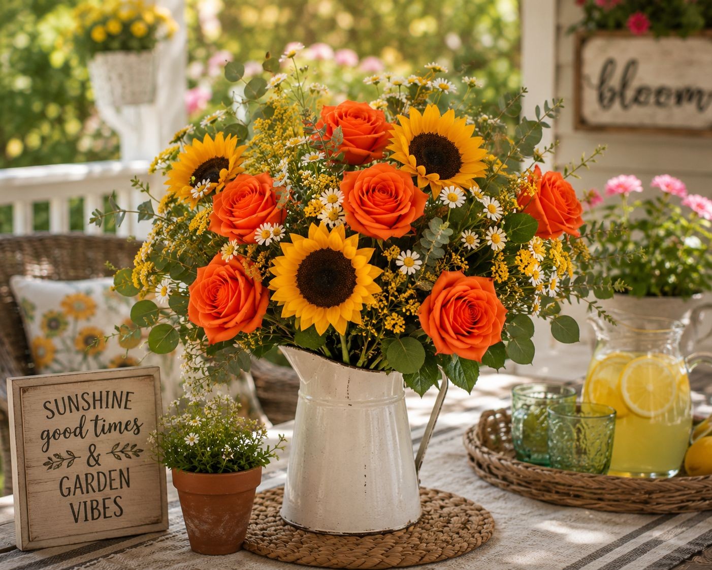 Set of 6 Artificial Orange Roses 20 Inch Faux Rose Stems Fall Floral Arrangement