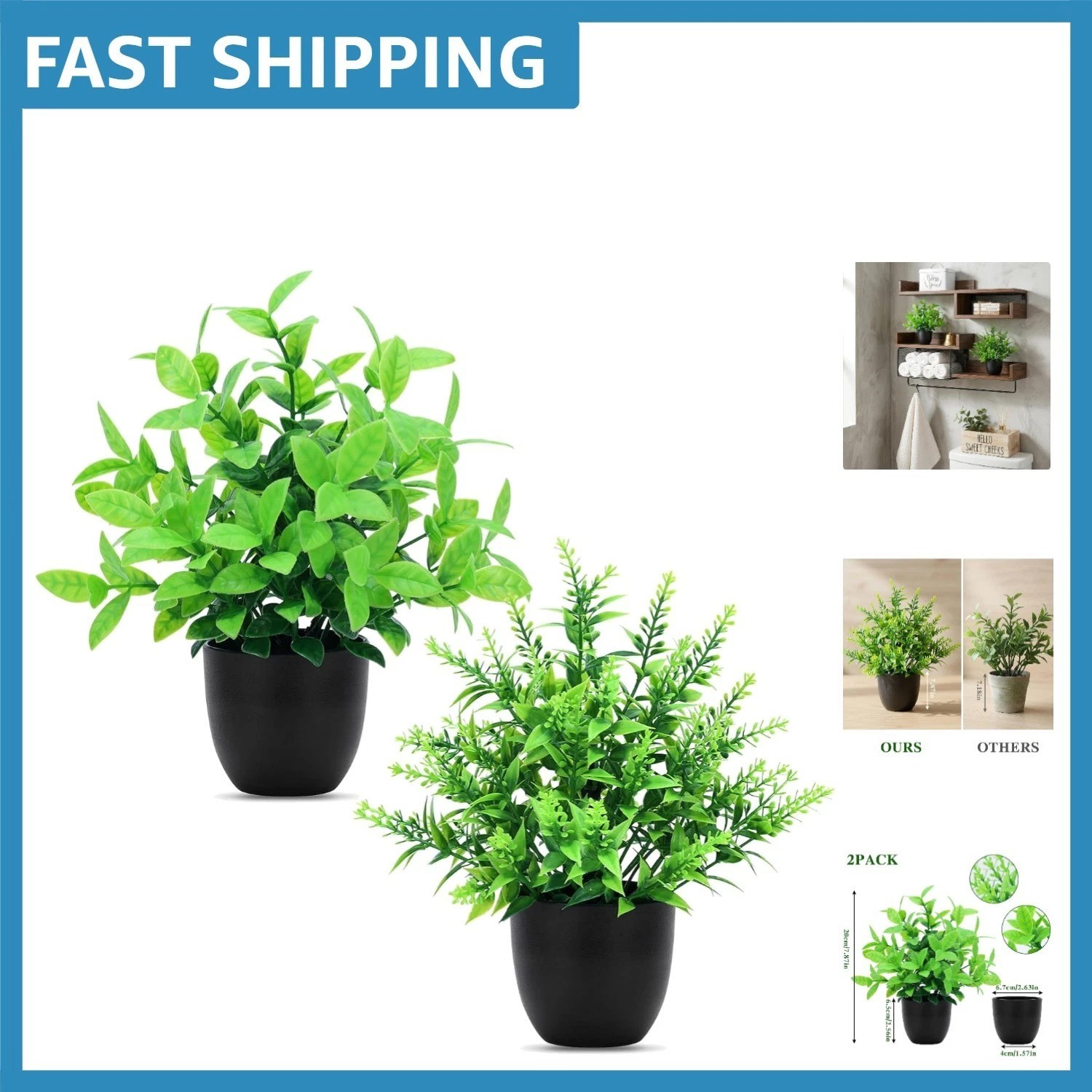 Vibrant Faux Greenery Set – 2 Decorative Potted Plants for Any Indoor Space