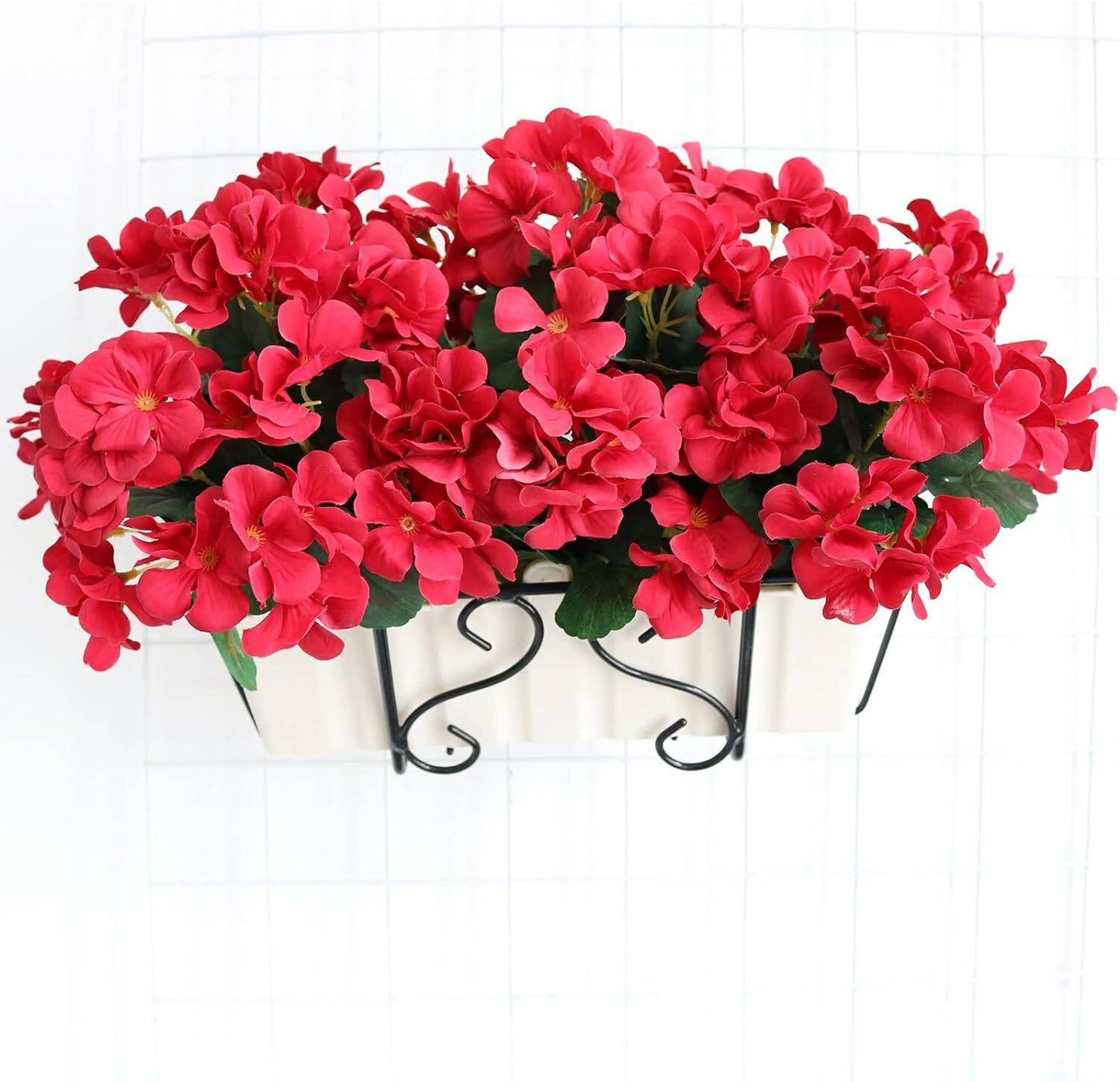 6PCS Artificial Geranium Bush Decorative Silk Flower Artificial Plant for Red
