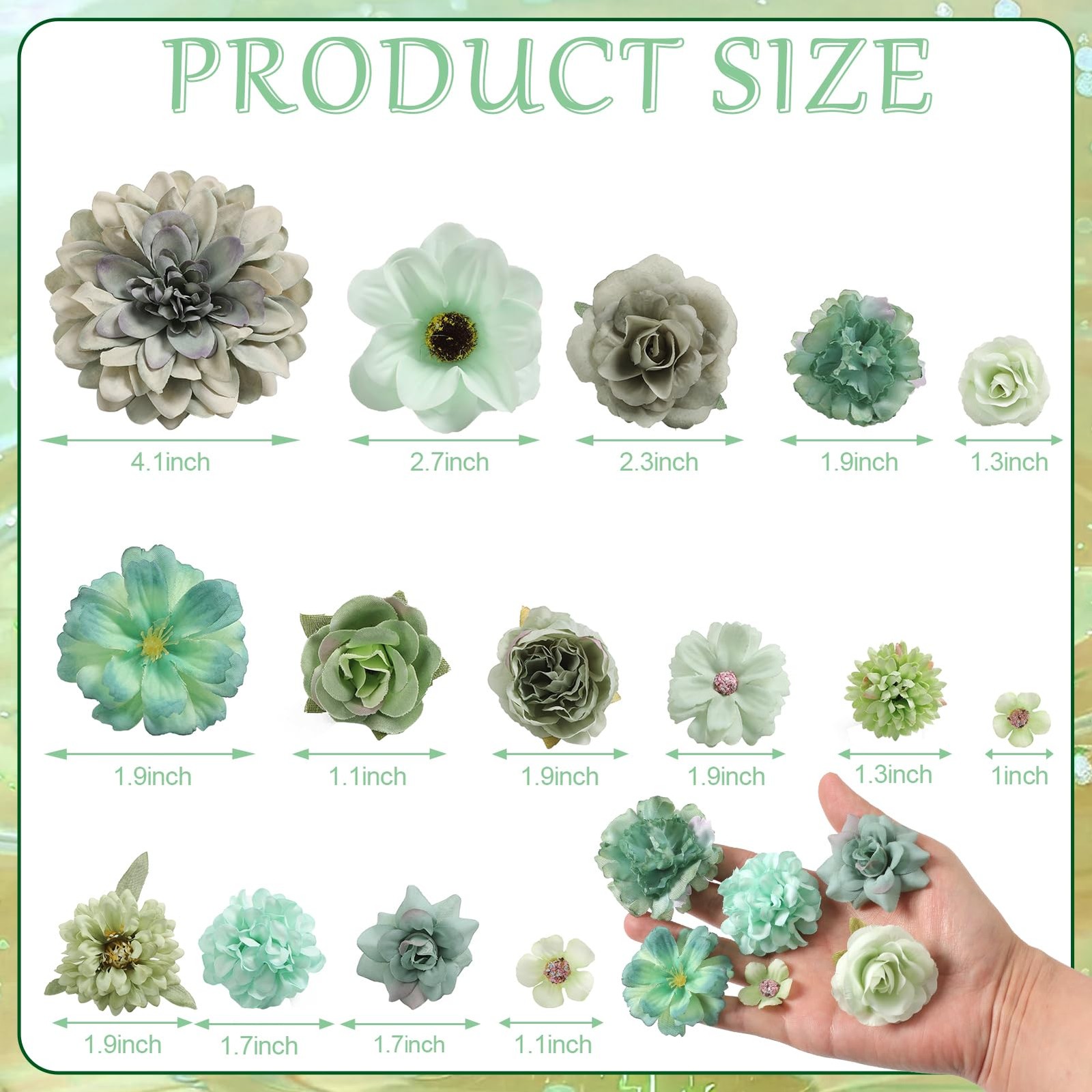 Fake Flower Heads Mini Artificial Flower Forest Green Faux Dahlia Rose Flower…