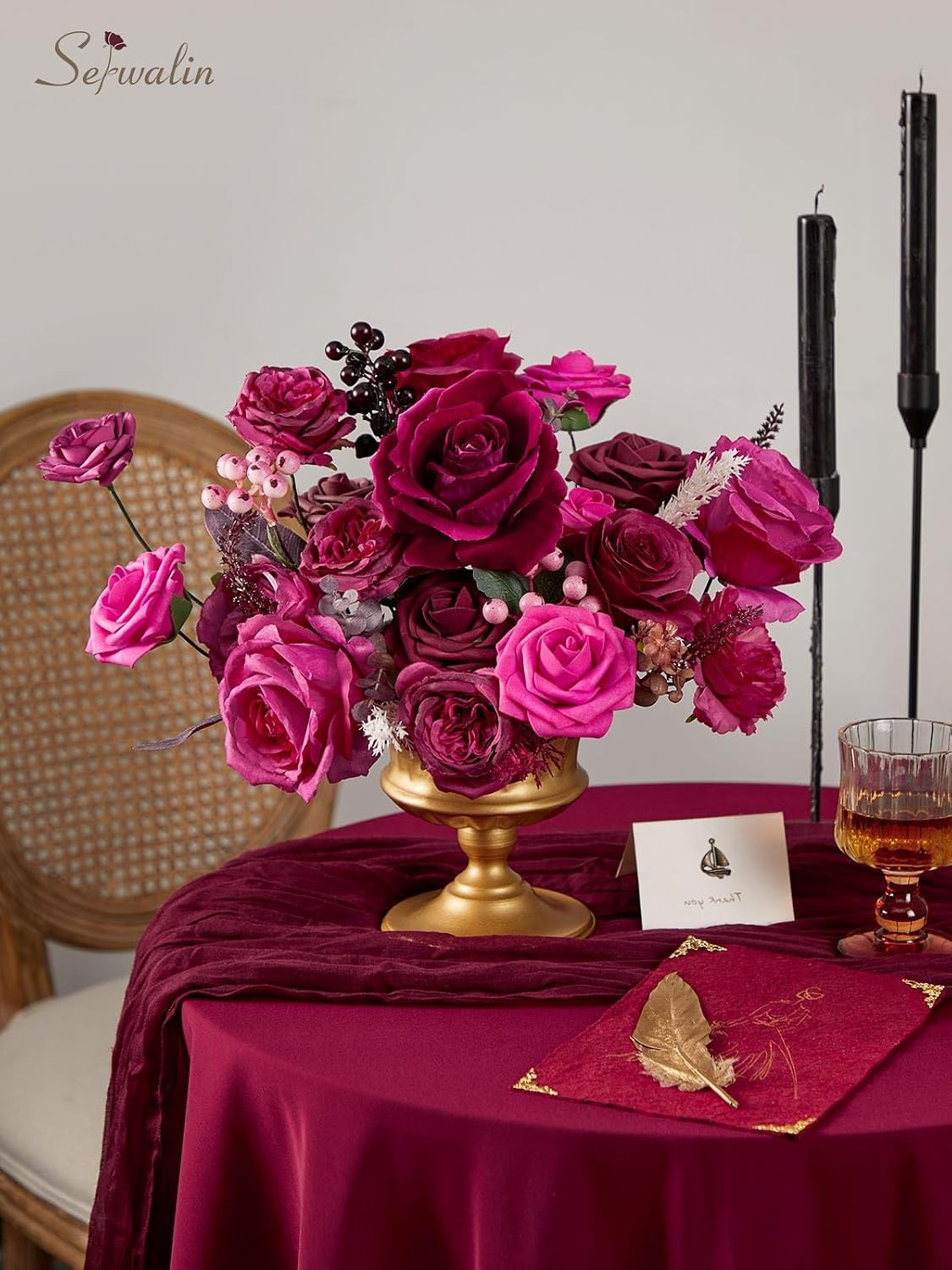 Artificial Flowers Dark Magenta Hot Pink Fake Wedding Flowers Silk Flowers Faux