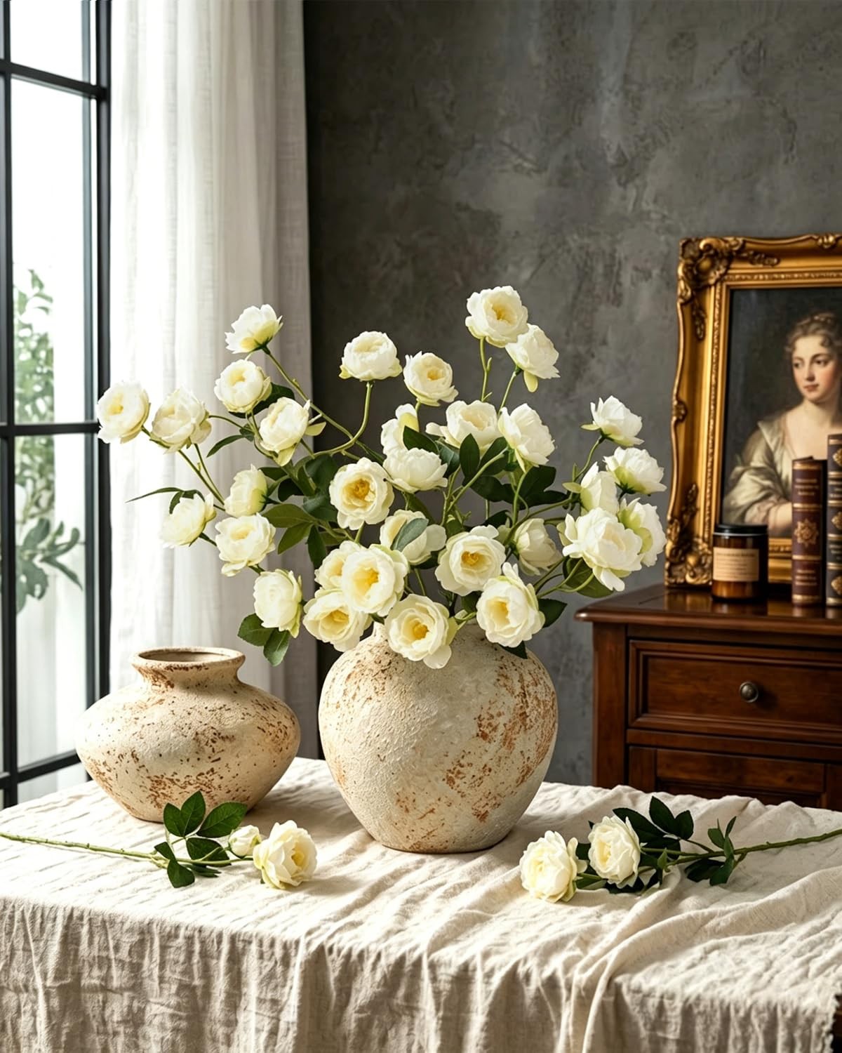 Faux Silk Peony Artificial Flowers for Vase, 6PCS Long Stem Fake Peonies with…