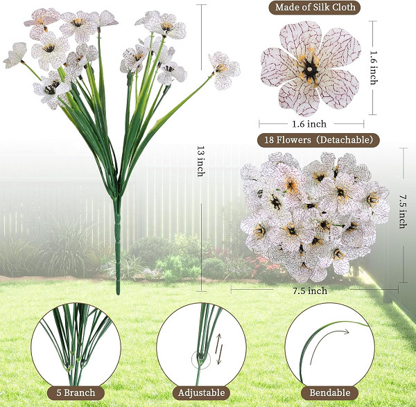Artificial Flowers for Outdoors 12 Bundles Realistic Faux Plants UV Resistant Fa
