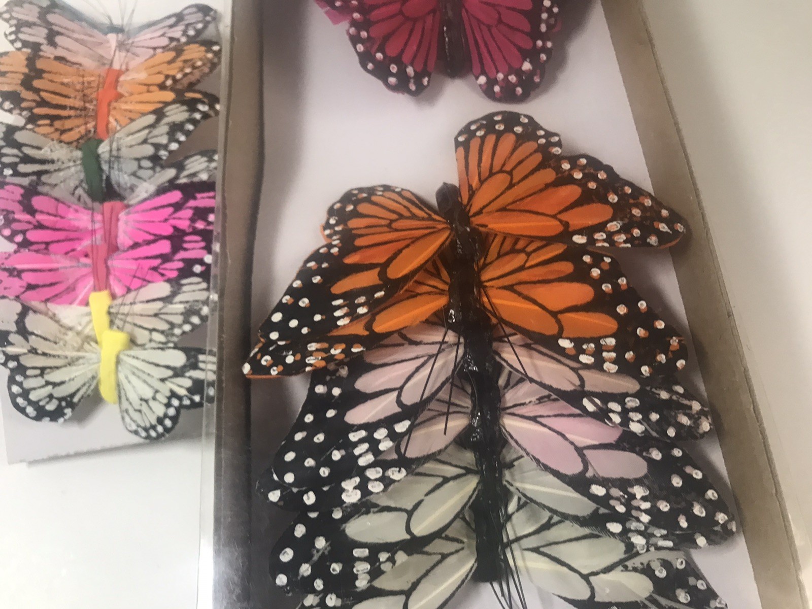 NOS Fake Butterfly for Craft Decoration Lot Of 36 with Wire Wedding Vintage