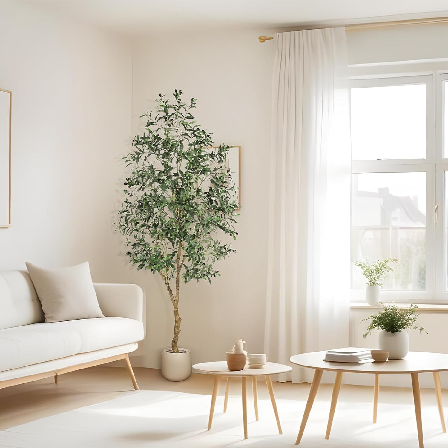 7FT Artificial Olive Tree with Planter – Realistic Faux Indoor Decor