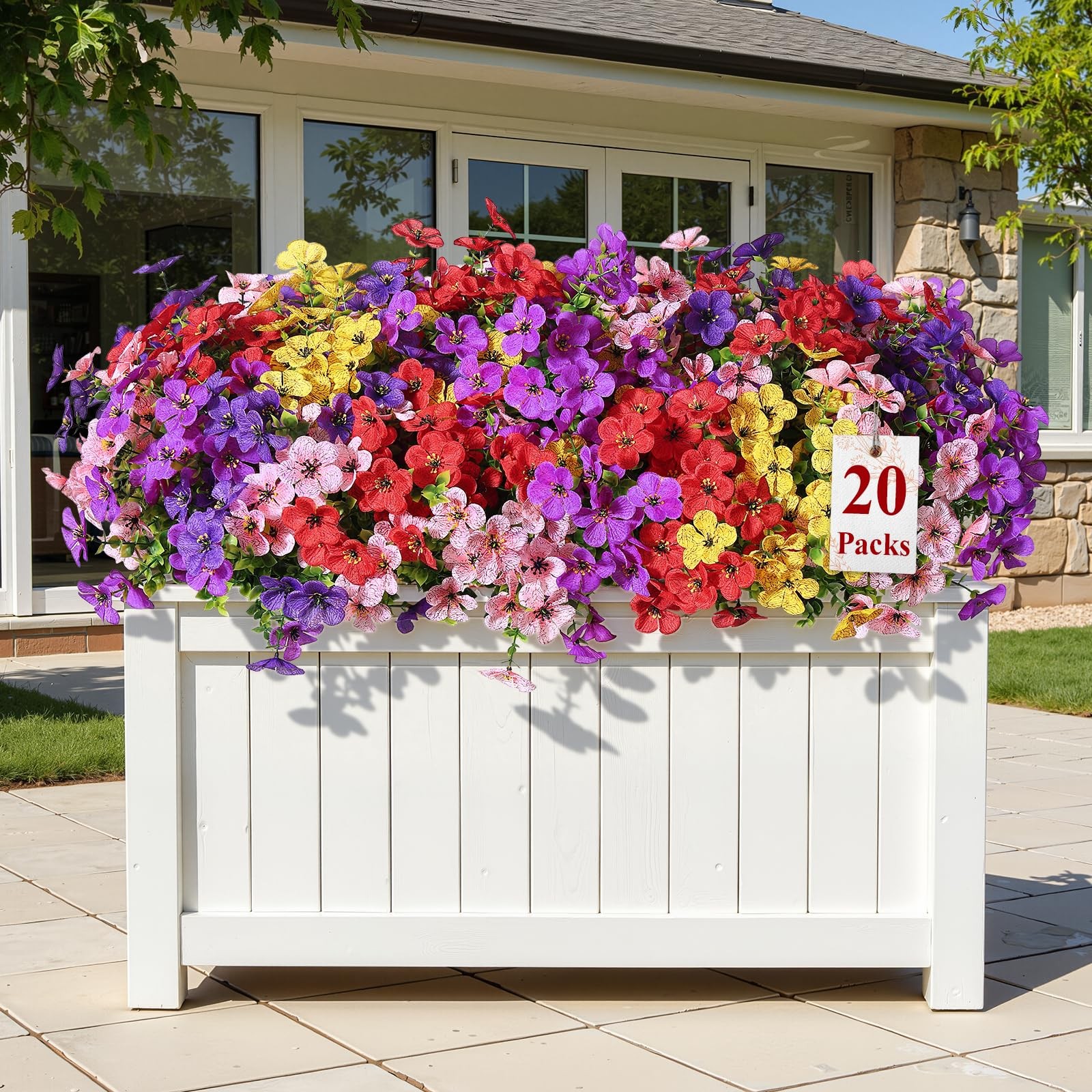 20 Bundles Artificial Flowers for Outdoor Indoor Decoration, UV Resistant No …