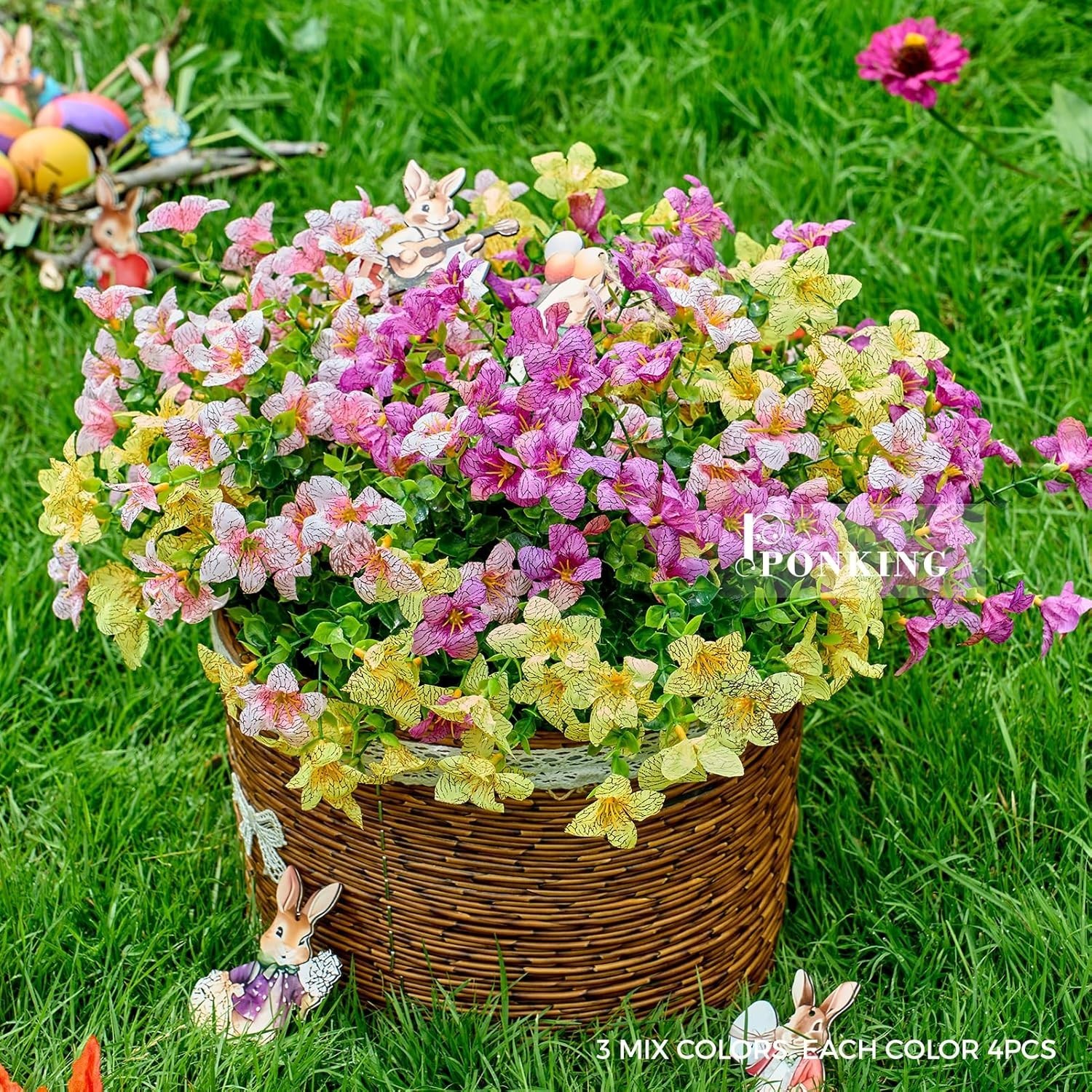 Durable and UV Resistant 12 Bundles of Faux Flowers for Timeless Outdoor Beauty