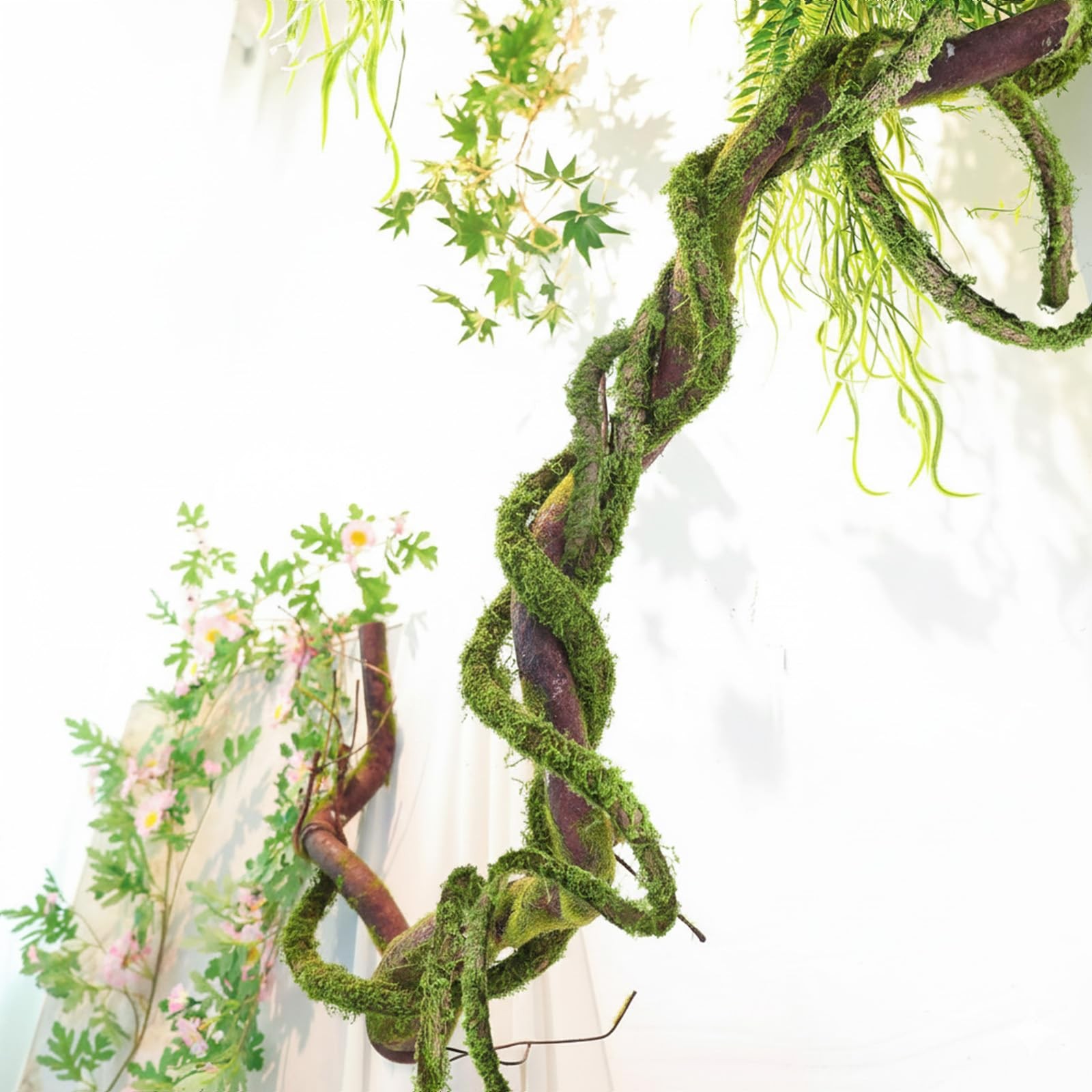 1 Pcs 196in Large Bendable Artificial Tree Branches with Moss Enchanted Fores…
