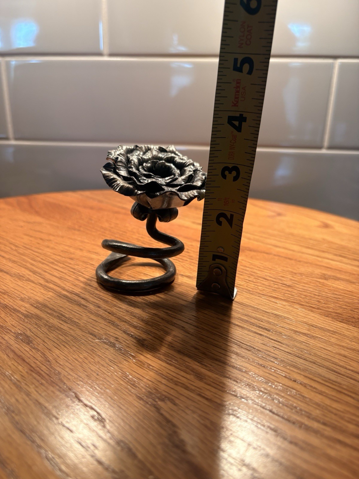 Hand Forged Welded Metal Rose Sculpture Steel Flower Self Standing Signed