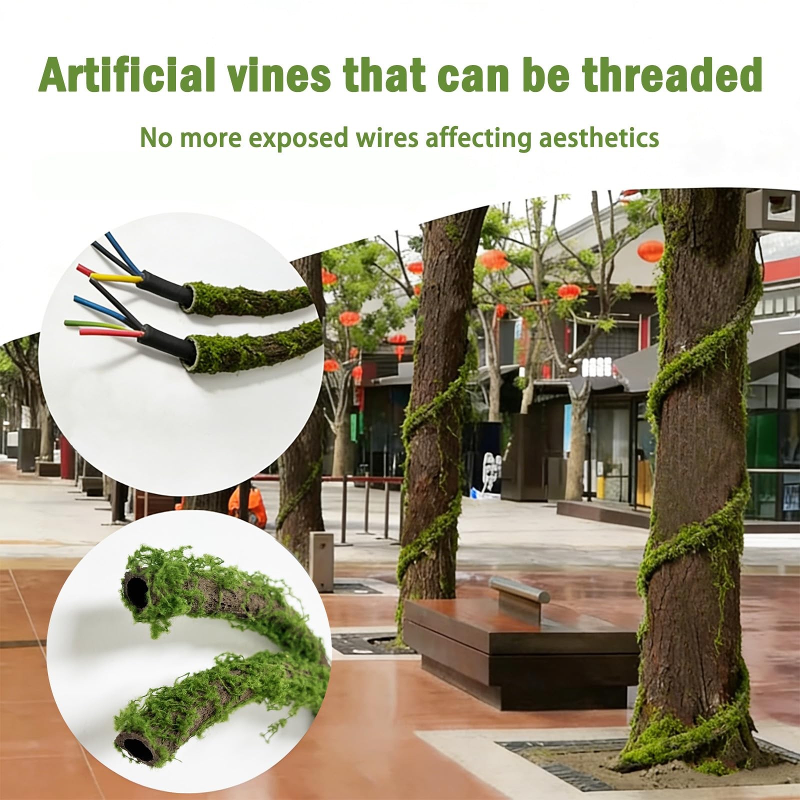 1 Pcs 196in Large Bendable Artificial Tree Branches with Moss Enchanted Fores…