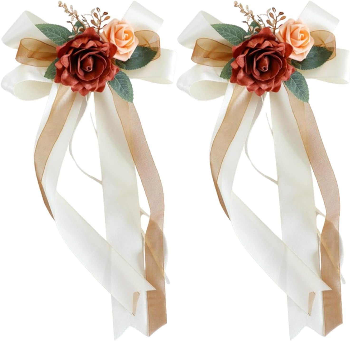 2 Packs Decorative Flowers for Wedding Car Mirror,14 Inch Wedding Car Door Handl