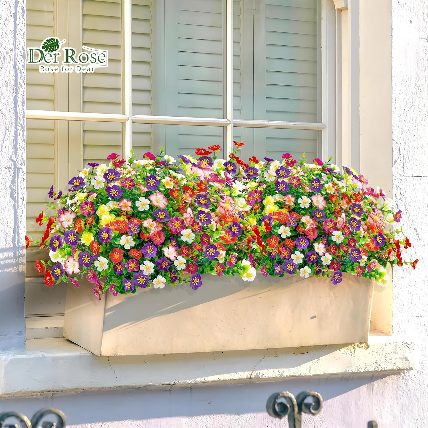 Der Rose 24 Bundles Fake Flowers Artificial Dasiy Faux Flowers Bulk for Outdoor