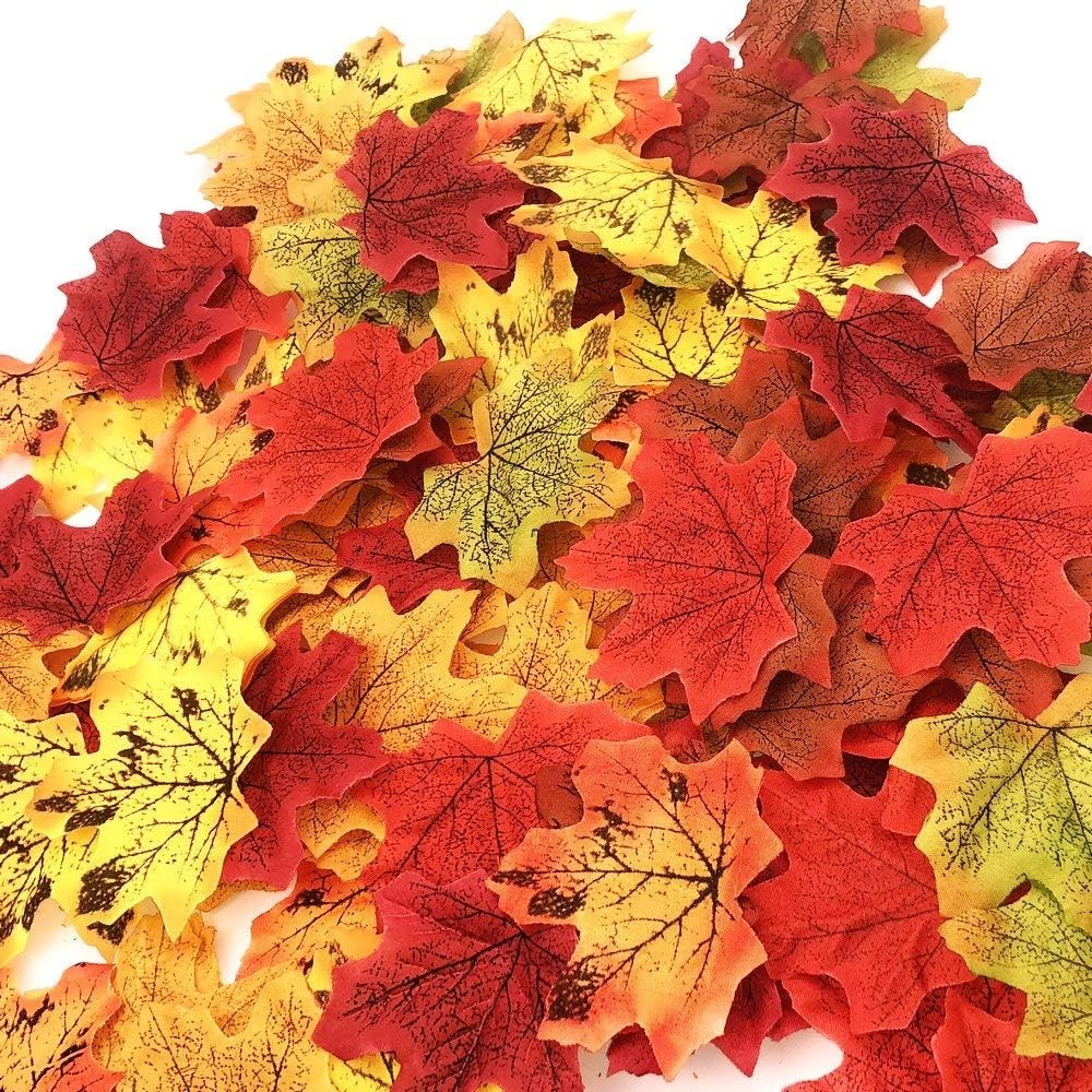 Multi-Colored 200 Pcs Fall Maple Leaves for Wedding & Thanksgiving Decorations