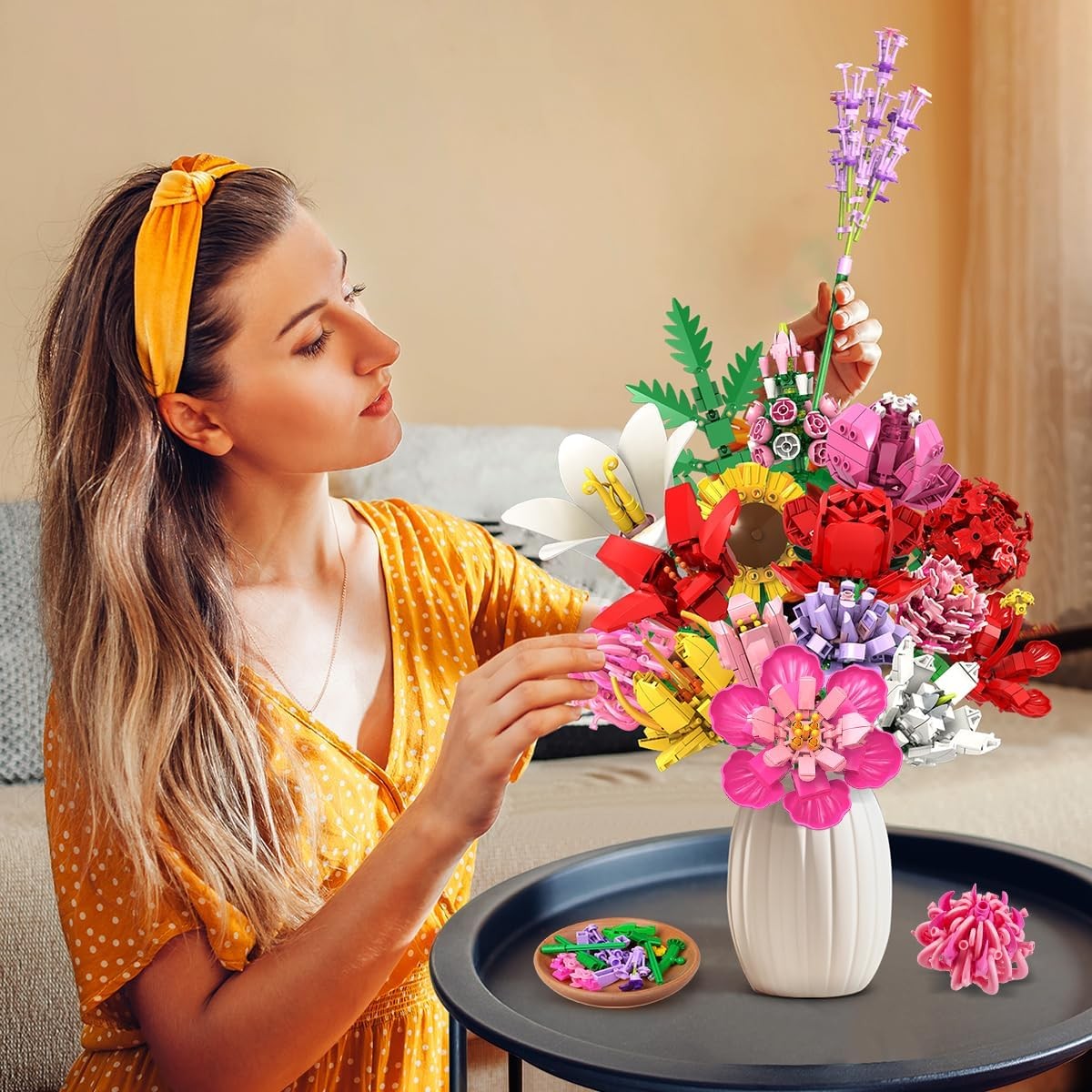 Flower Bouquet Building Set, Valentines Day Botanical Collection Building Block