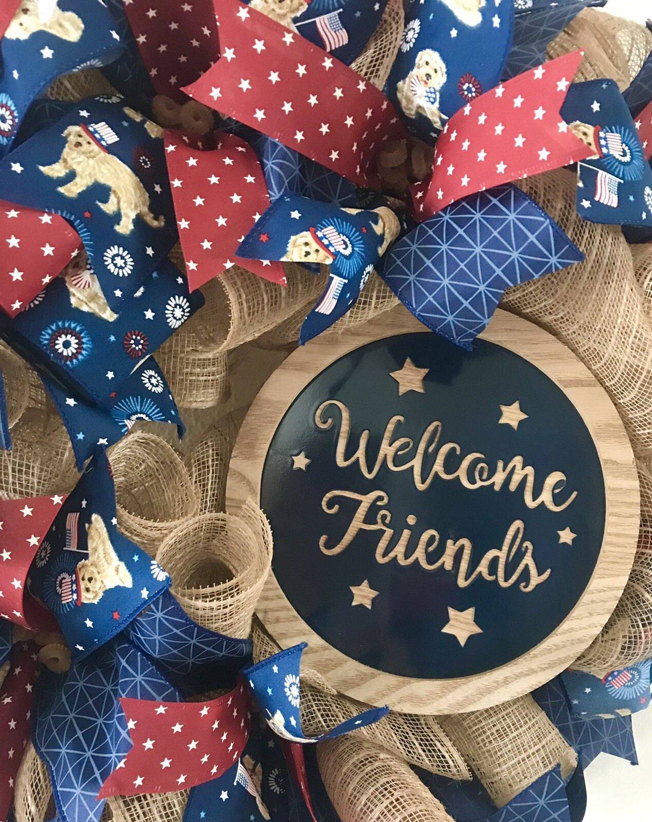 Deco Mesh Patriotic Rustic Wreath, Americana Wreath, Patriotic Decor,