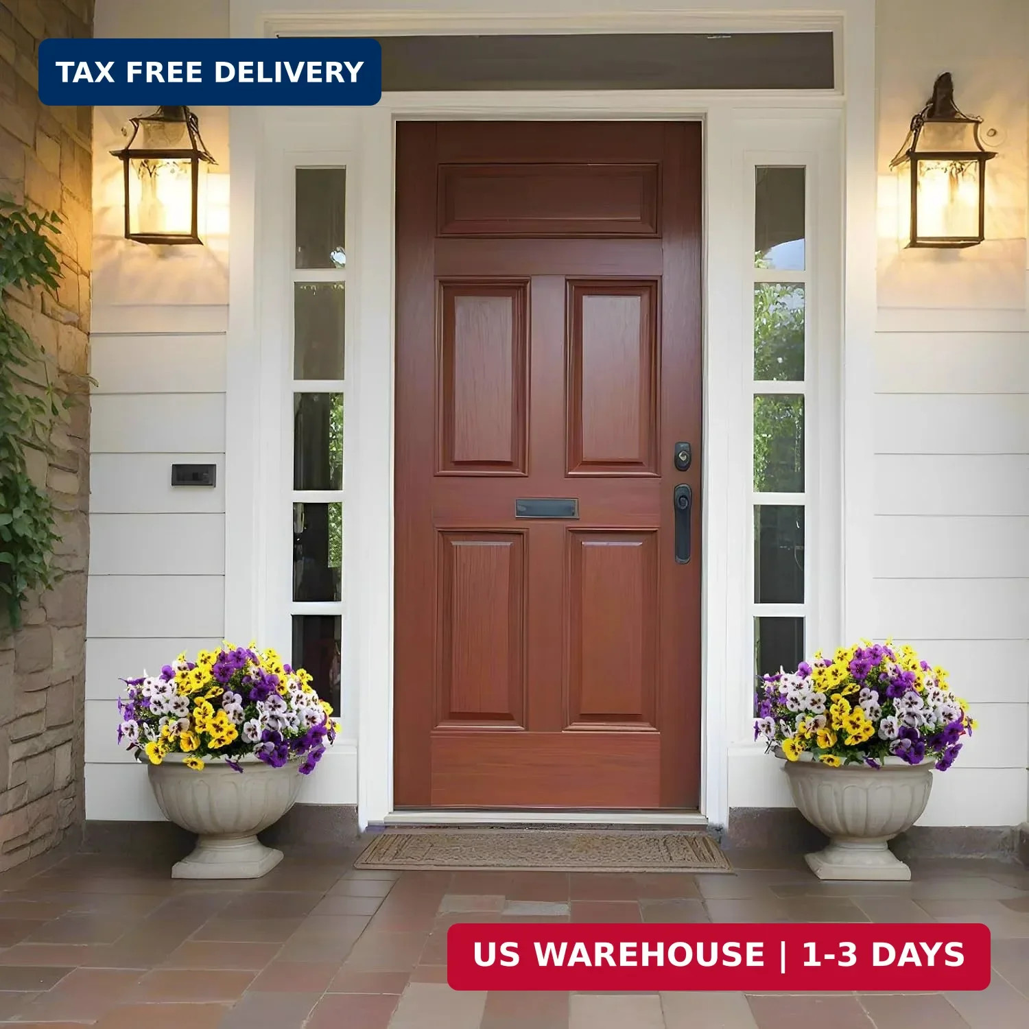 Rowfad 18 Pcs Artificial Fake Pansy Flowers for Outdoor, Faux Silk Pansies Sprin