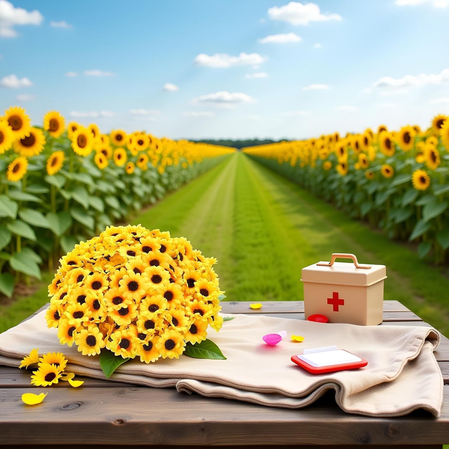 100 Pcs Mini Yellow Artificial Sunflower Heads for Craft and Decor