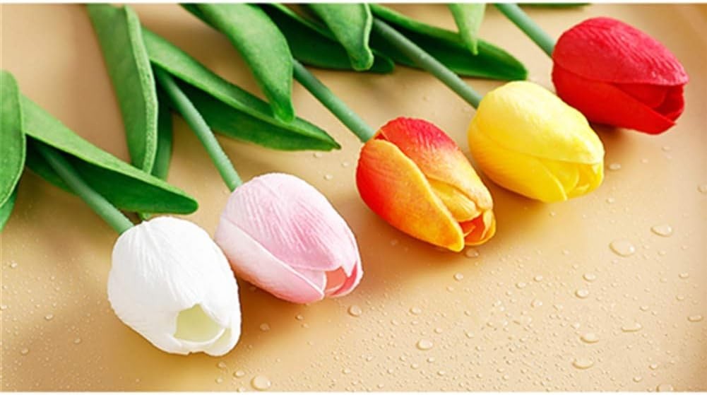 Versatile 10-Count PU Tulips – Artificial Flowers for Timeless Weddings & Decor