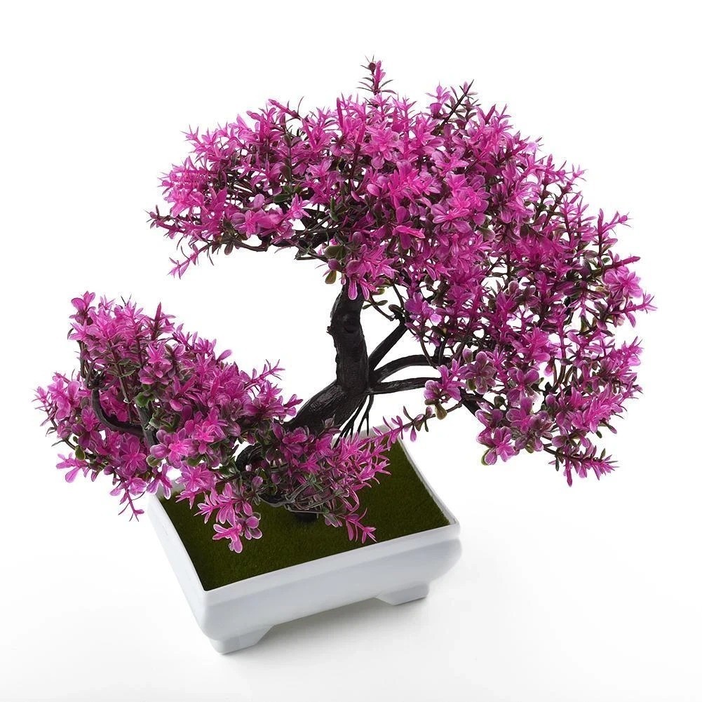 Artificial Bonsai Tree Potted Plant Fake Flowers Home Table Garden Decoration