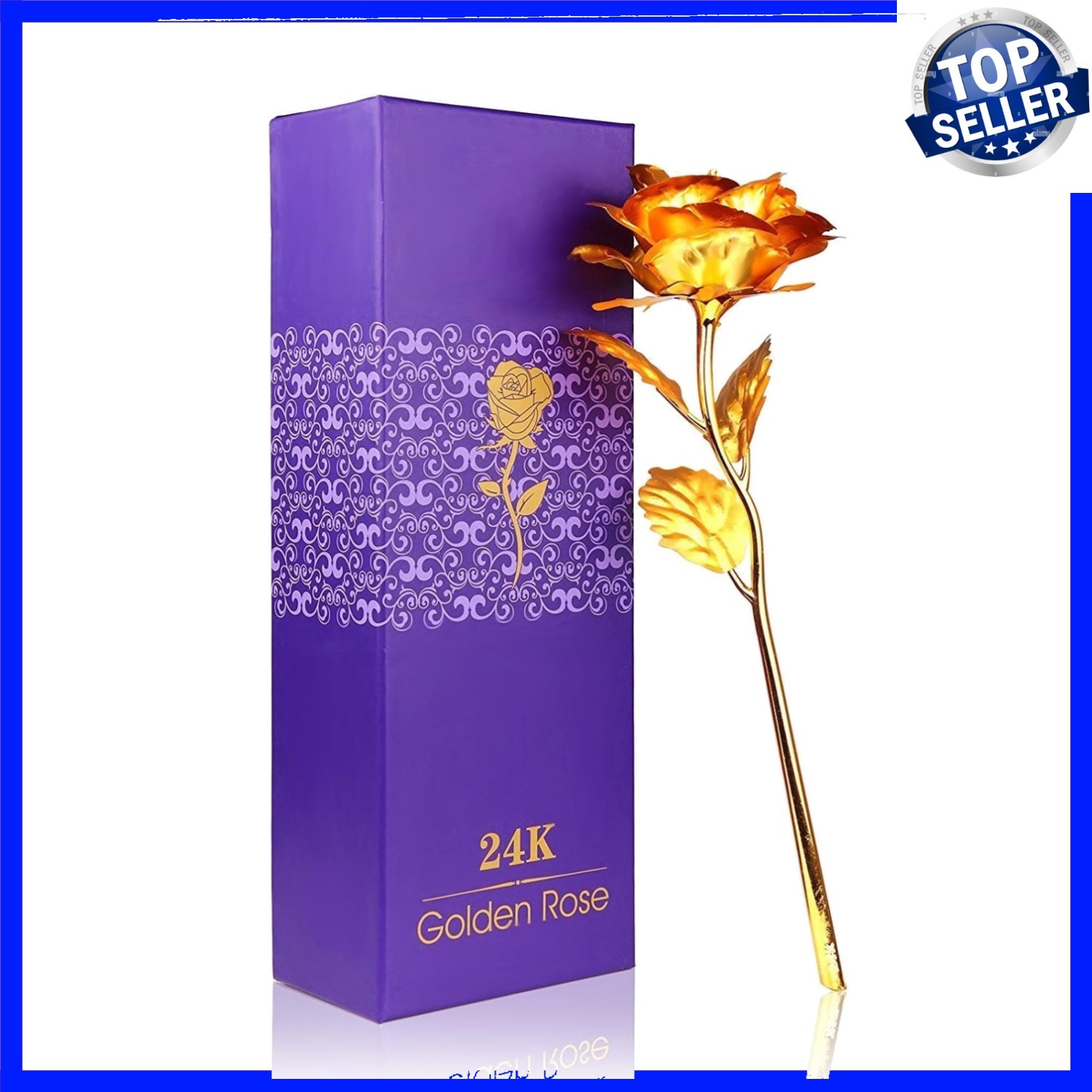 Creative 24K Gold Foil Rose Flower Full Blossom Presents, Romantic Gift for H…