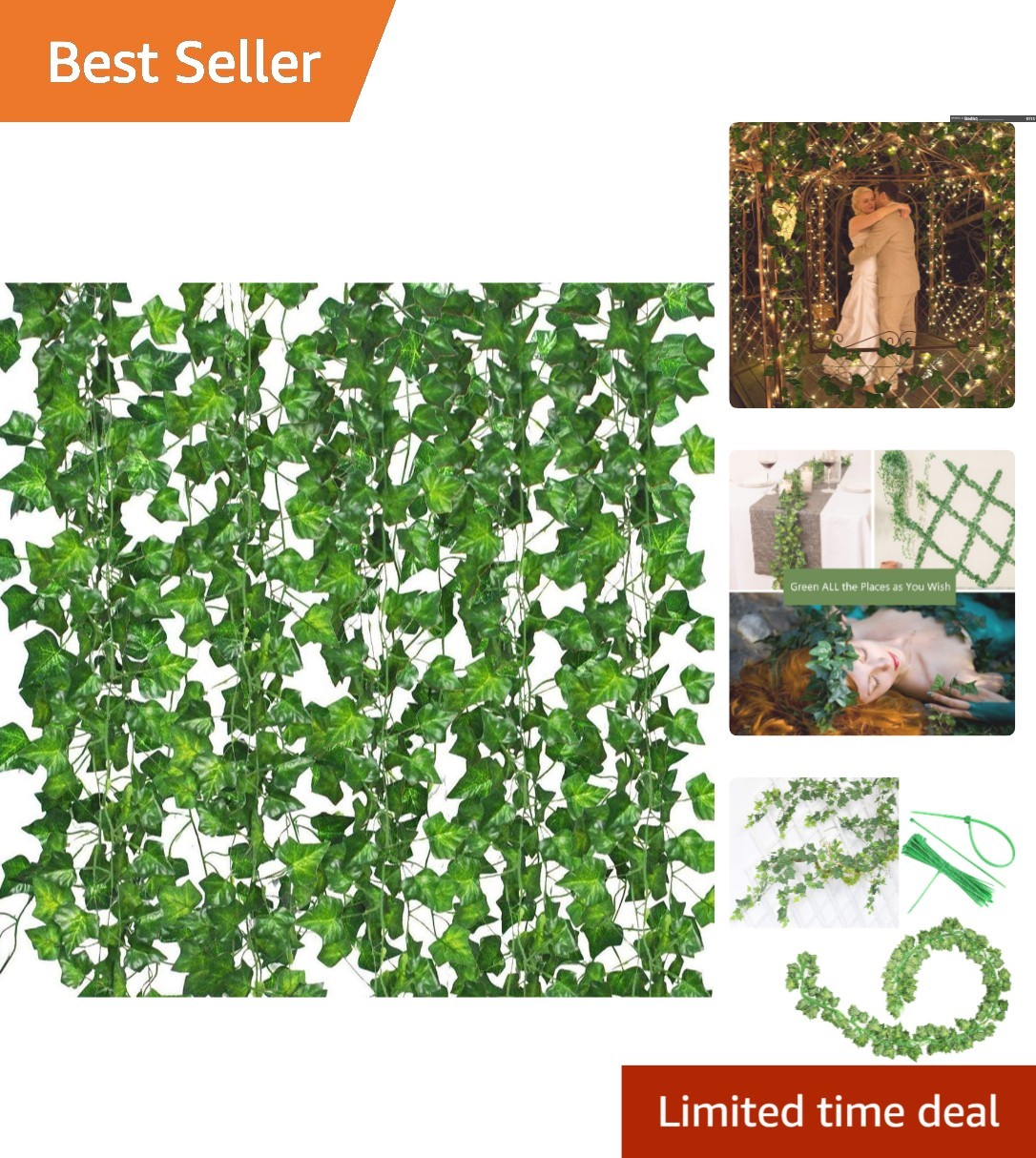 Elegant 12 Pack Faux Ivy Garland – 84ft Hanging Decor for Indoors & Outdoors