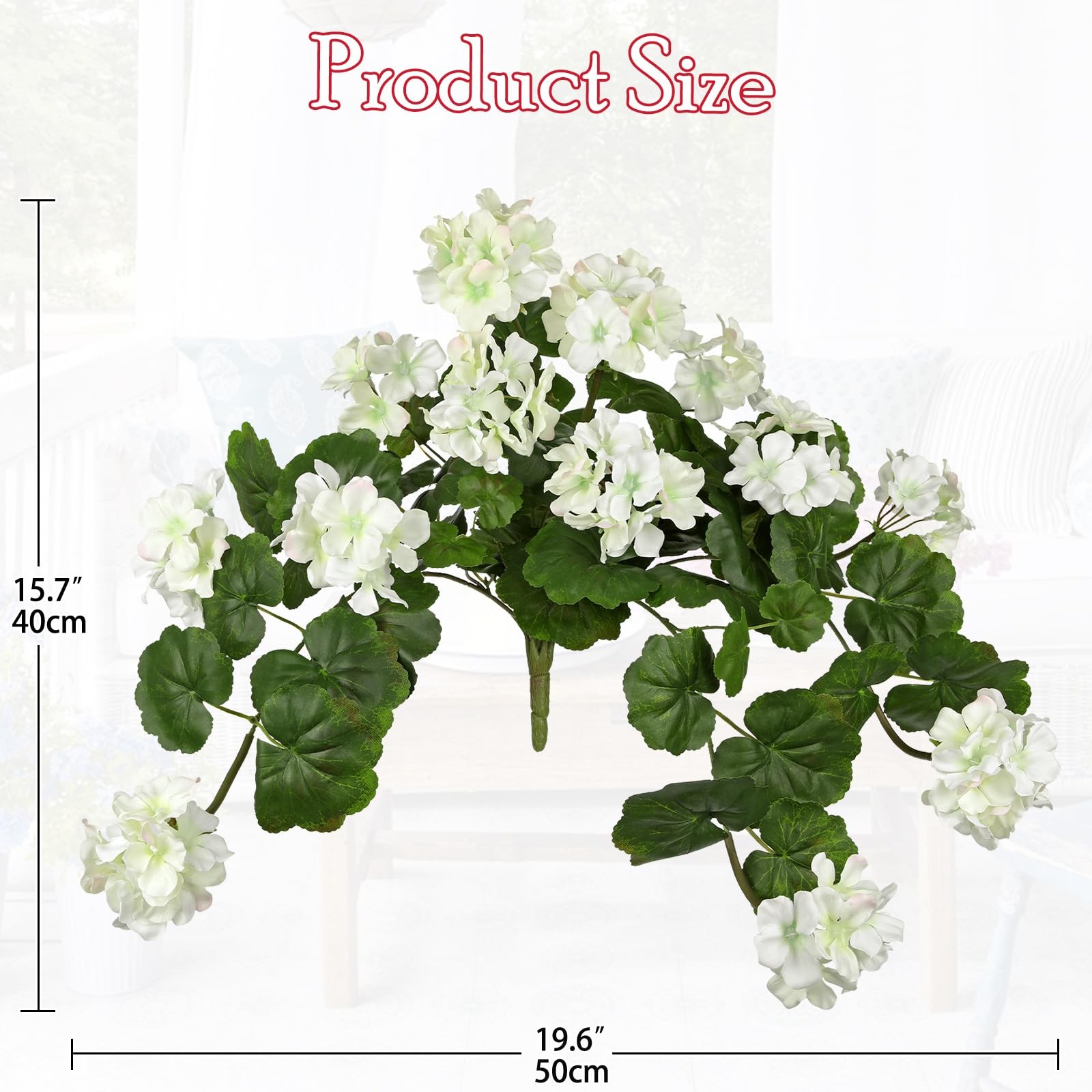 Realistic Silk Geraniums Flowers for Outdoor & Indoor Decor, 19.6” Wide Lush …
