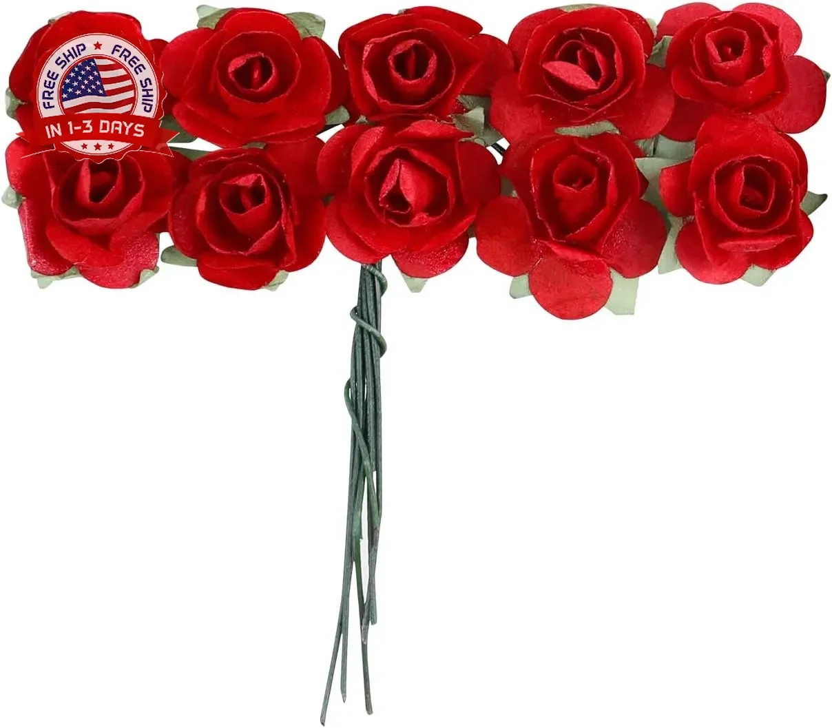 CCINEE 120pcs Mini Paper Flowers,Mulberry Paper 1/2″ Artificial Rose Flower with